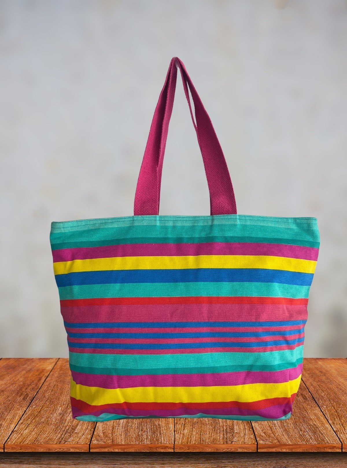 Multi - Color Striped Canvas Bag – Vibrant Everyday Tote by Boer and Fitch - Boer and Fitch