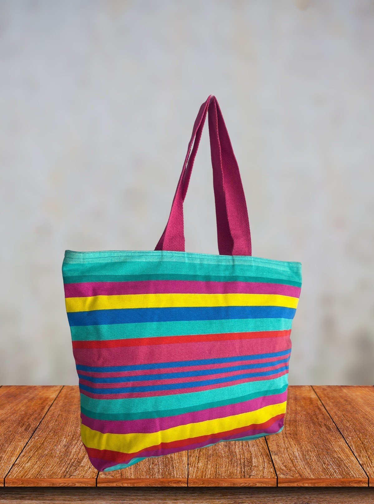 Multi - Color Striped Canvas Bag – Vibrant Everyday Tote by Boer and Fitch - Boer and Fitch