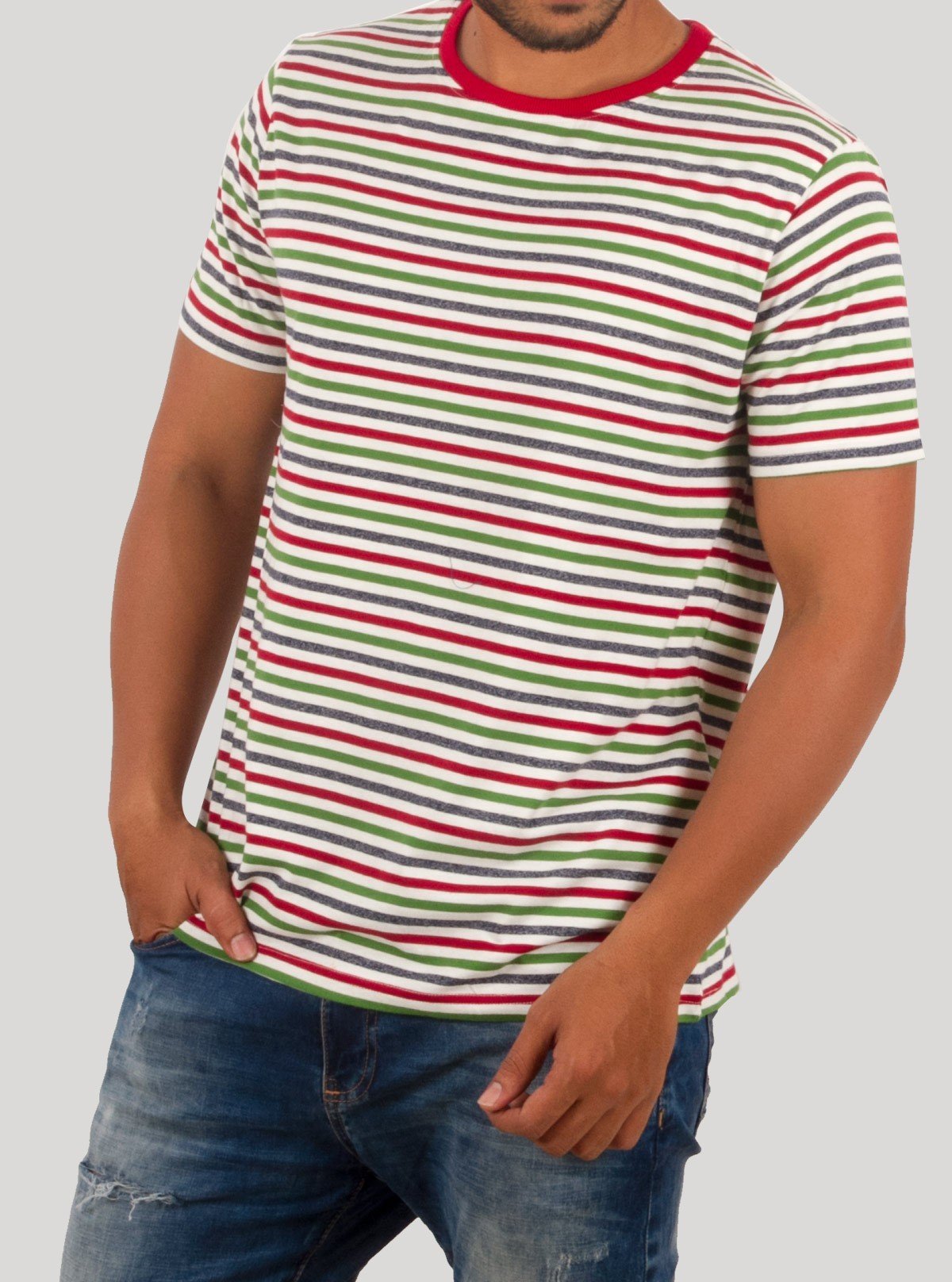 Multicolor Striped Round Neck T-Shirt for Men – Boer and Fitch - Boer and Fitch