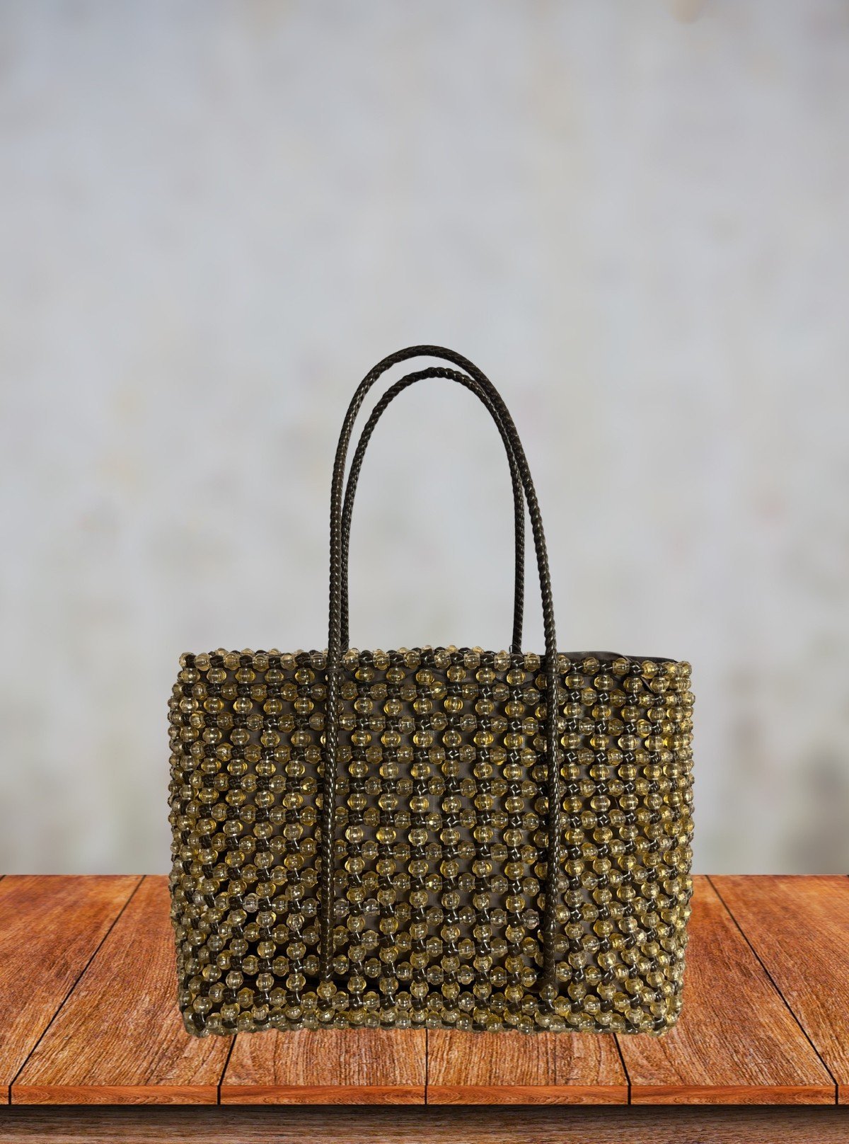 Natural Wood Handmade Beaded Tote Bag with Zip – Eco Chic Fashion - Boer and Fitch