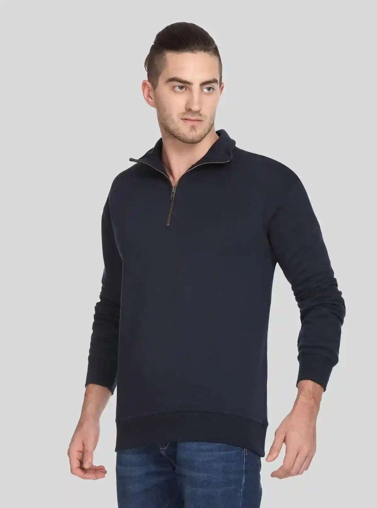 Men’s Navy Zipper Collar Cardigan – Classic Warmth with a Modern Edge | Buy Online at  Boer and Fitch