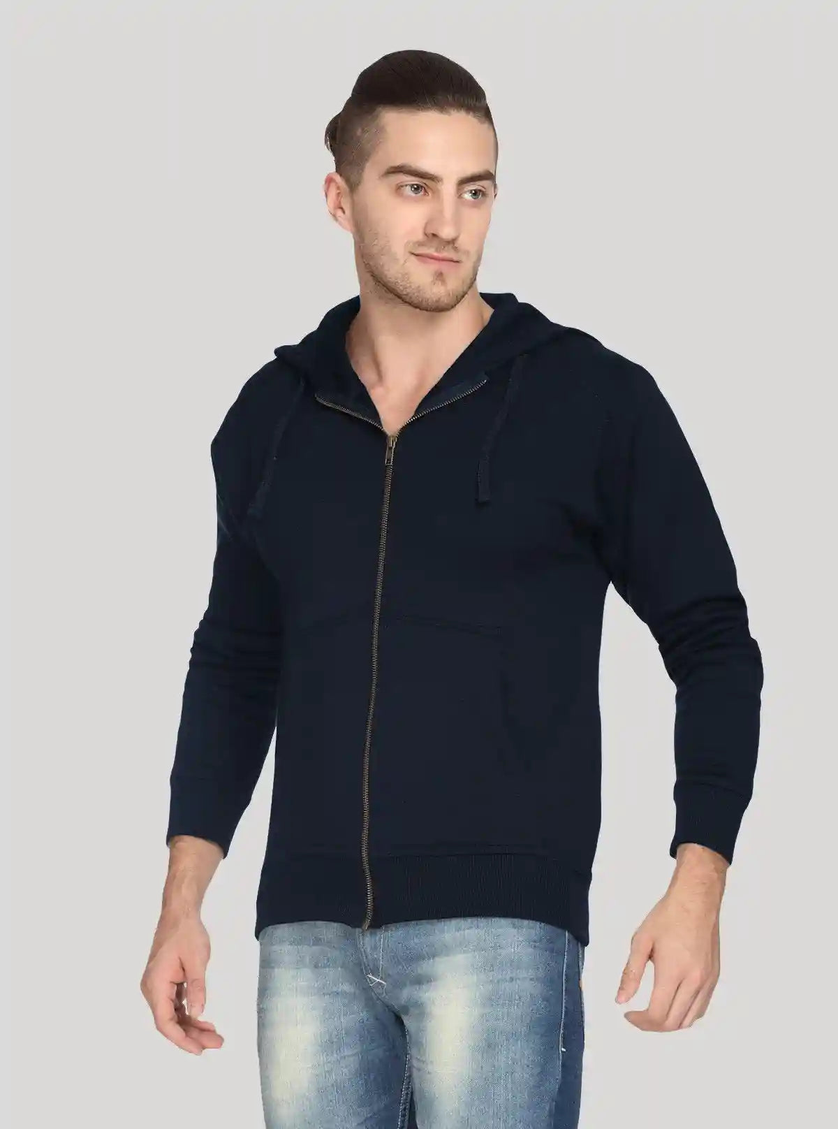 Men’s Navy Hooded Zipper Sweatshirt – Classic Zip-Up Everyday Essential | Buy Online at  Boer and Fitch