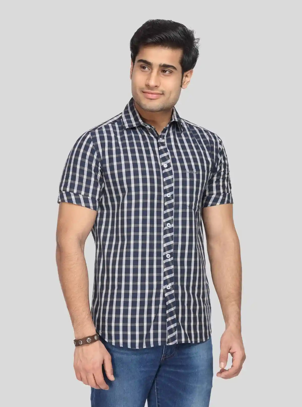Men's Navy Checked Shirt – Classic, Rugged & Effortlessly Stylish | Buy Online at  Boer and Fitch