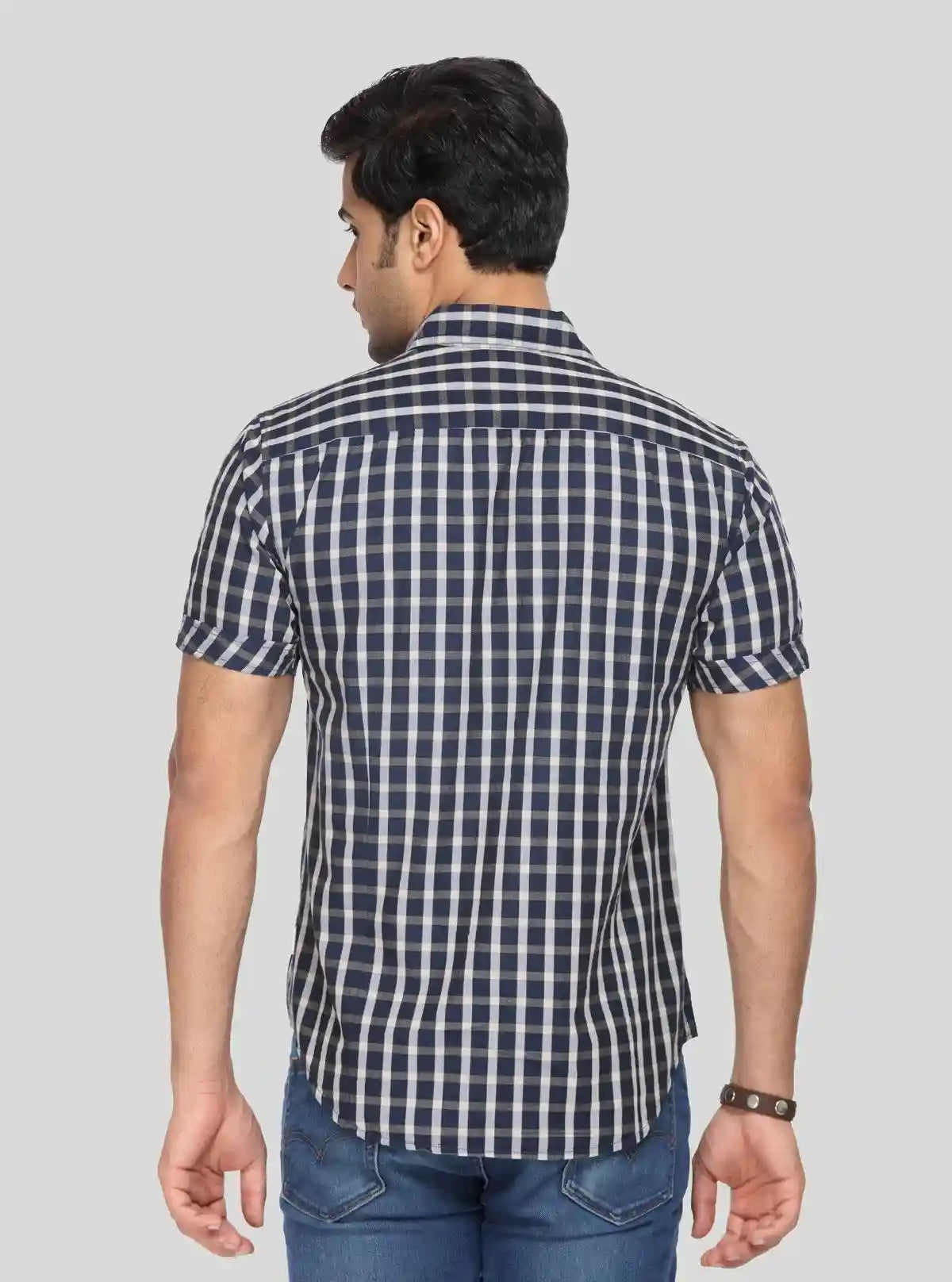 Men's Navy Checked Shirt – Classic, Rugged & Effortlessly Stylish | Buy Online at  Boer and Fitch