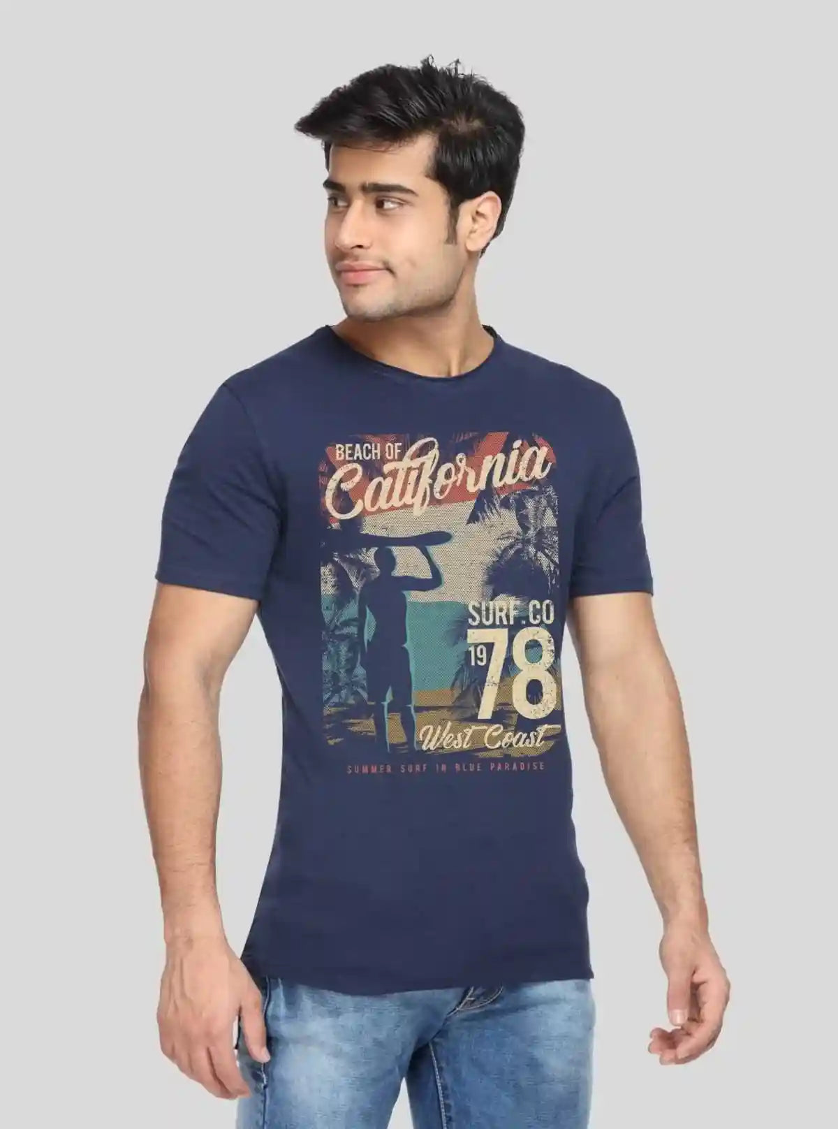 Men’s Navy Surf Print T-Shirt – Coastal Vibes & Casual Comfort | Buy Online at  Boer and Fitch