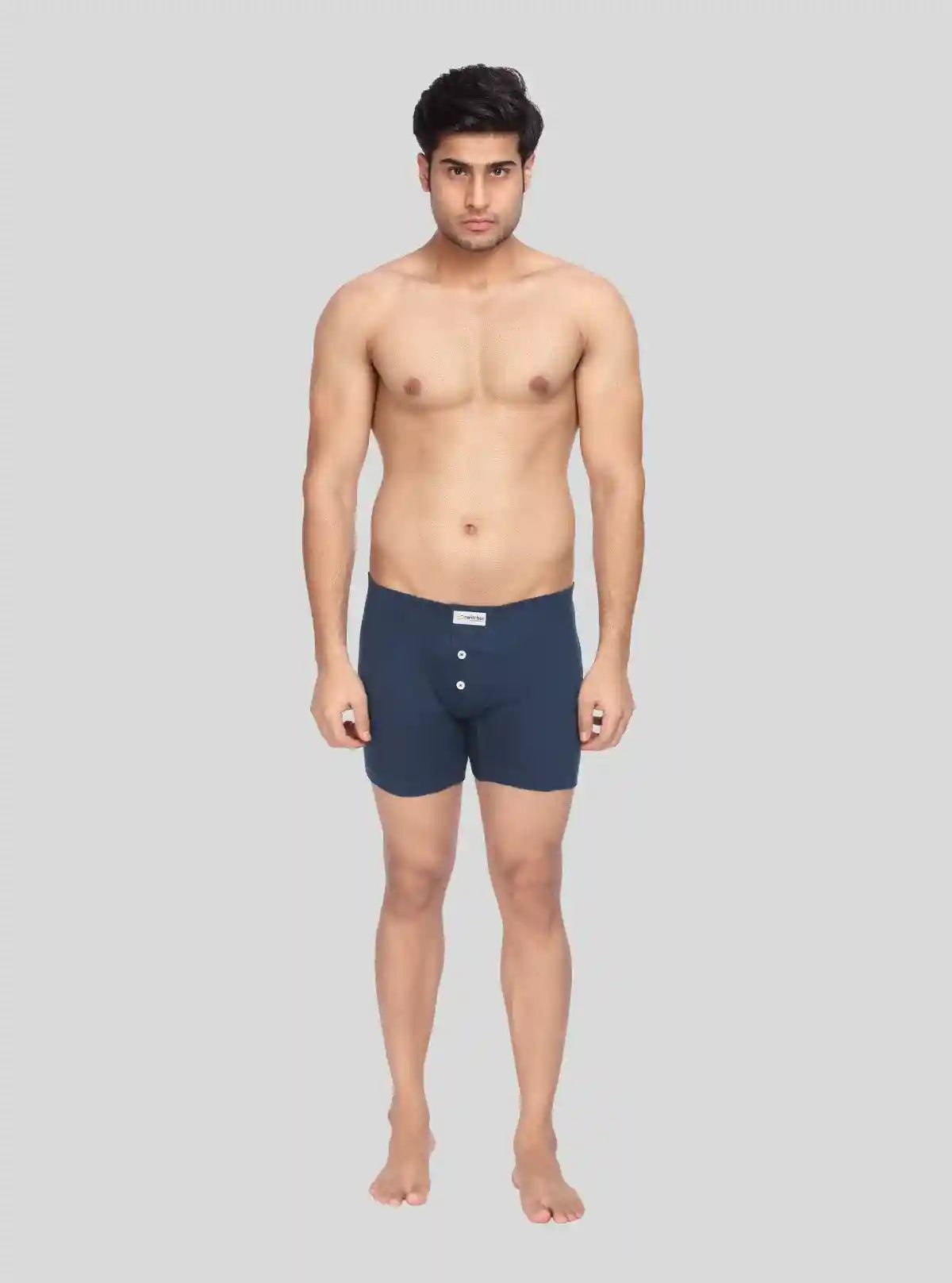 Men’s Solid Navy Blue Buttoned Trunks | Soft Stretch Innerwear | Buy Online at  Boer and Fitch
