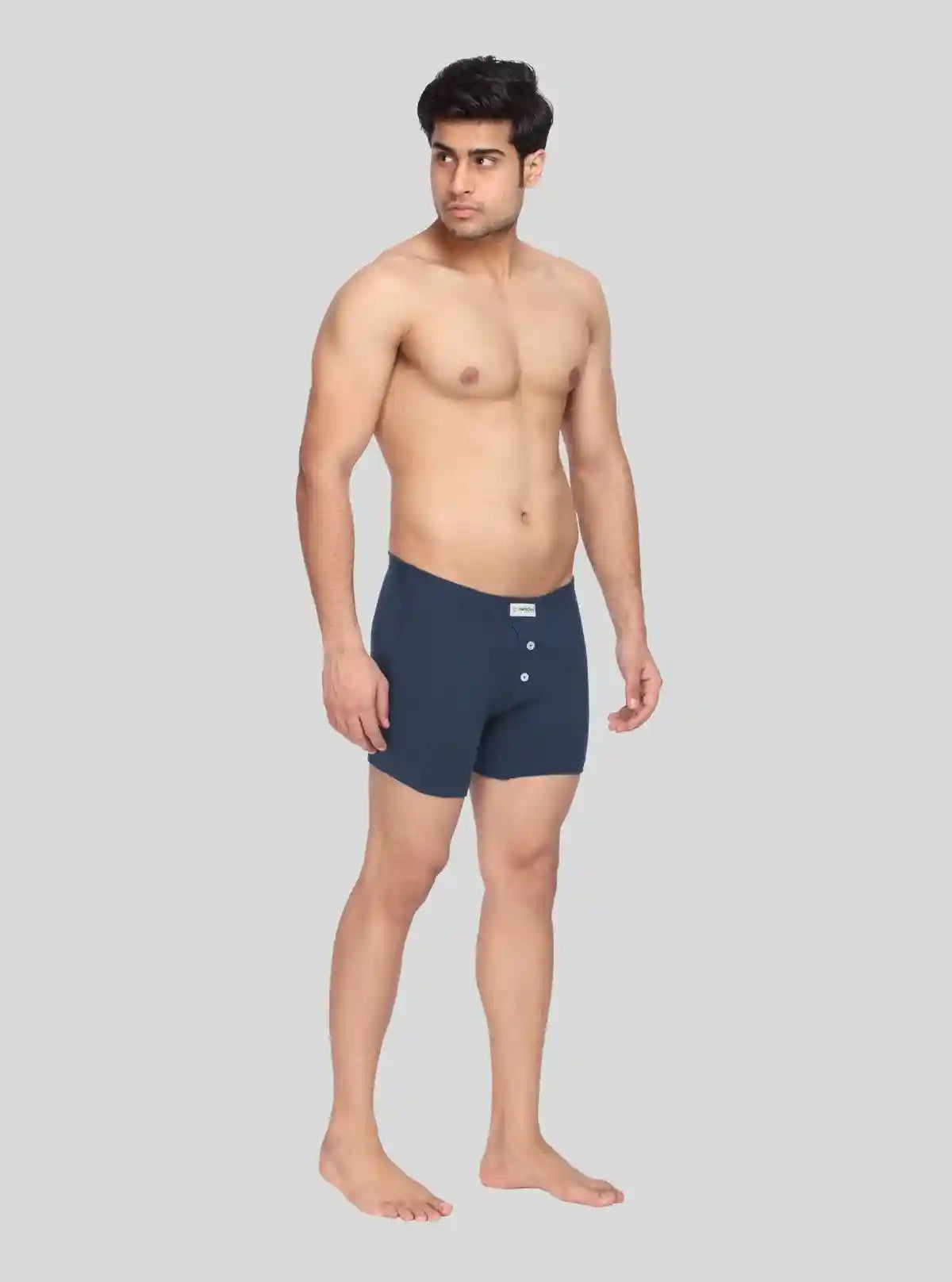 Men’s Solid Navy Blue Buttoned Trunks | Soft Stretch Innerwear | Buy Online at  Boer and Fitch