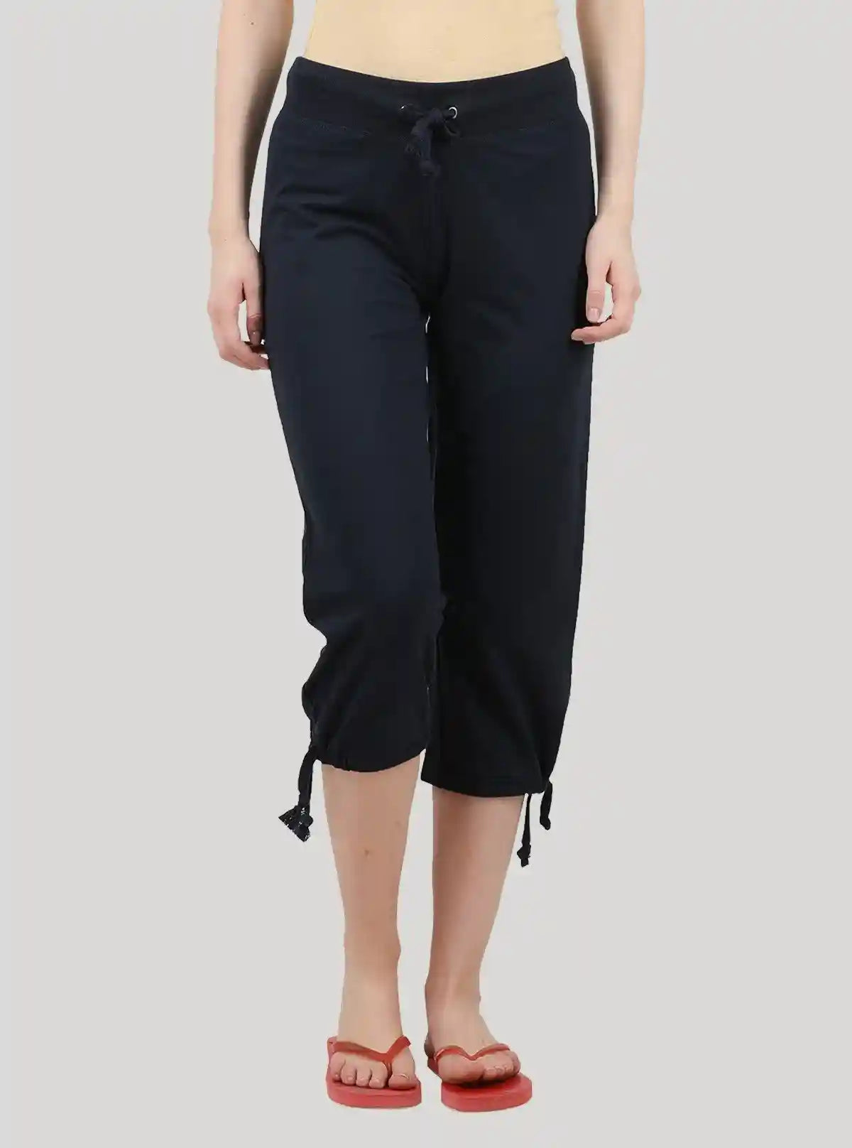 Women’s Navy Relaxed Fit Cotton Jersey Capri – Breathable Everyday Essential | Buy Online at  Boer and Fitch