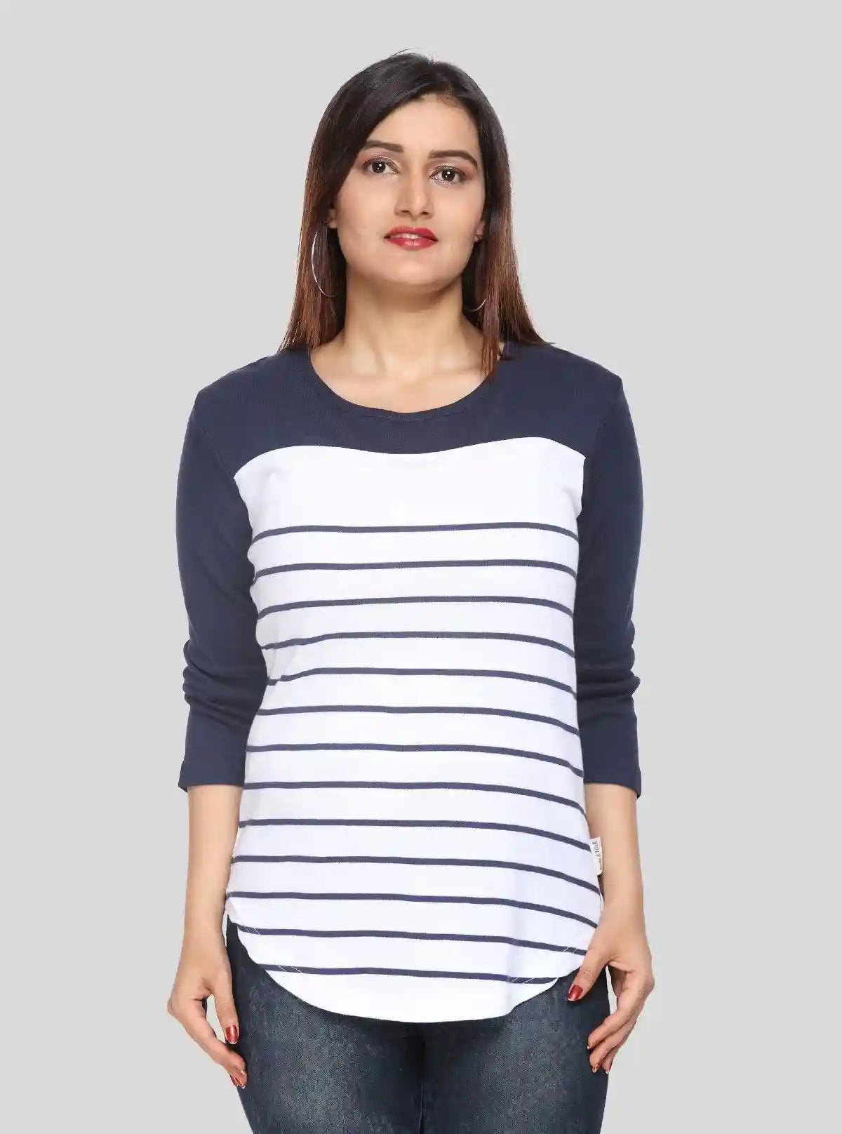 Women's White & Navy Stripe Top – Nautical-Inspired Cotton Style by Boer & Fitch | Buy Online at  Boer and Fitch