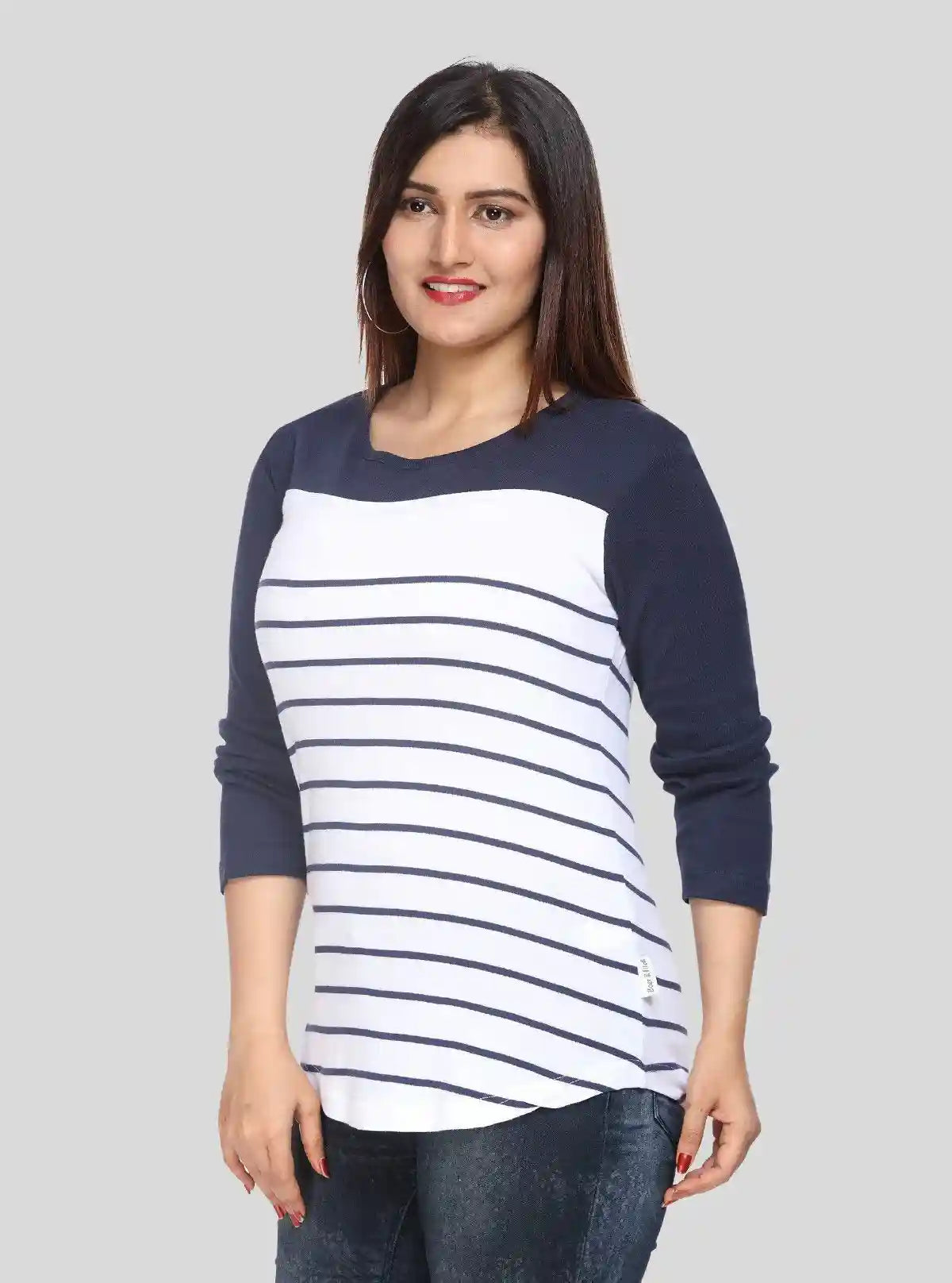Women's White & Navy Stripe Top – Nautical-Inspired Cotton Style by Boer & Fitch | Buy Online at  Boer and Fitch