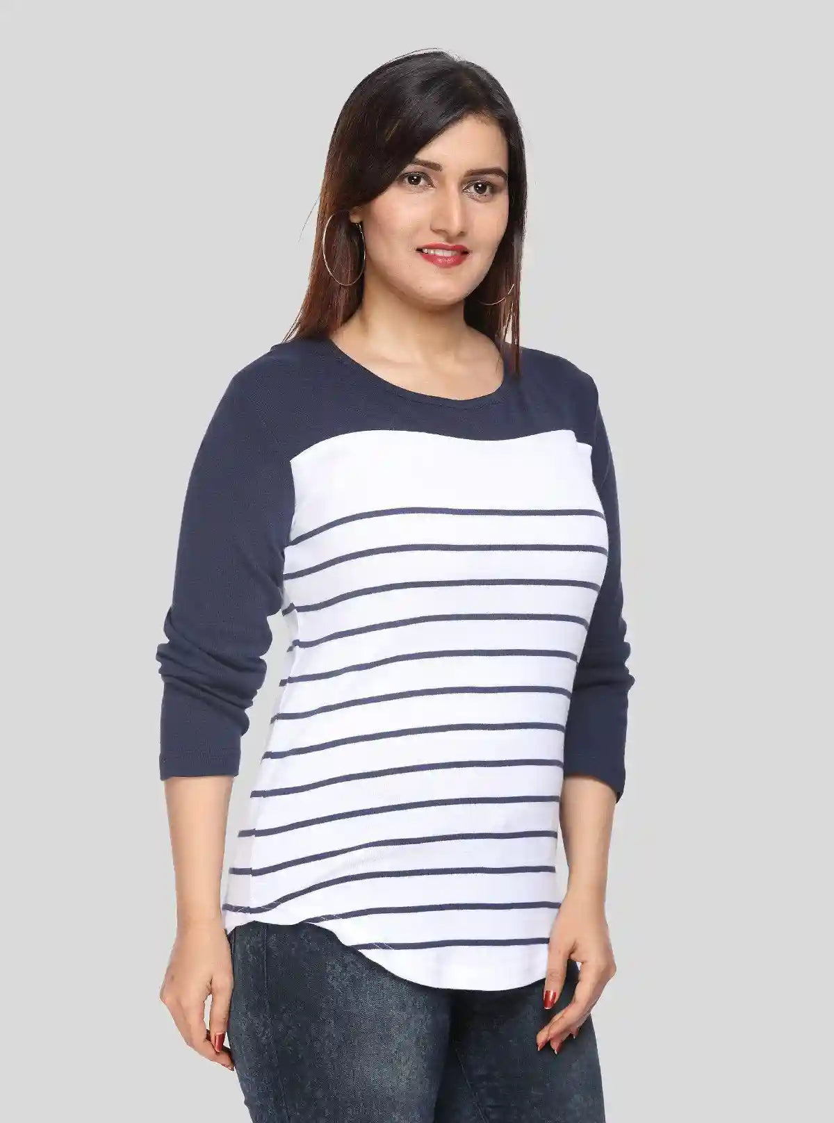Women's White & Navy Stripe Top – Nautical-Inspired Cotton Style by Boer & Fitch | Buy Online at  Boer and Fitch