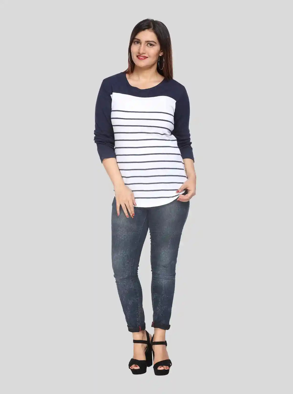 Women's White & Navy Stripe Top – Nautical-Inspired Cotton Style by Boer & Fitch | Buy Online at  Boer and Fitch