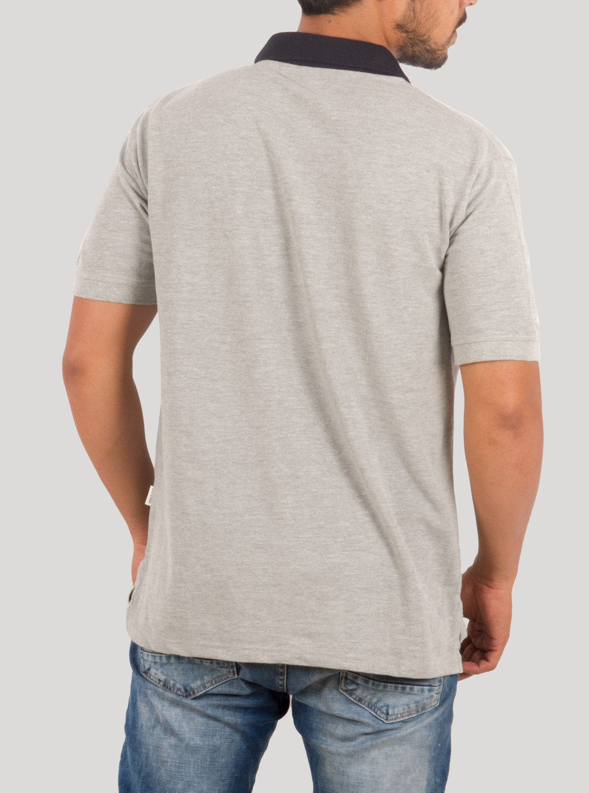 Navy Collared Grey Polo T-Shirt – Premium Cotton by Boer & Fitch - Boer and Fitch