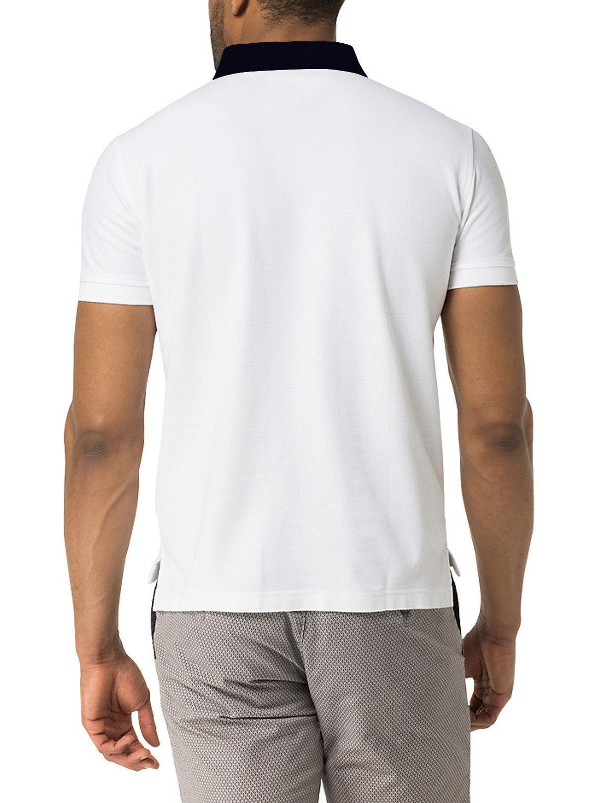 Navy Collared White Polo T-Shirt – Premium Cotton by Boer & Fitch - Boer and Fitch