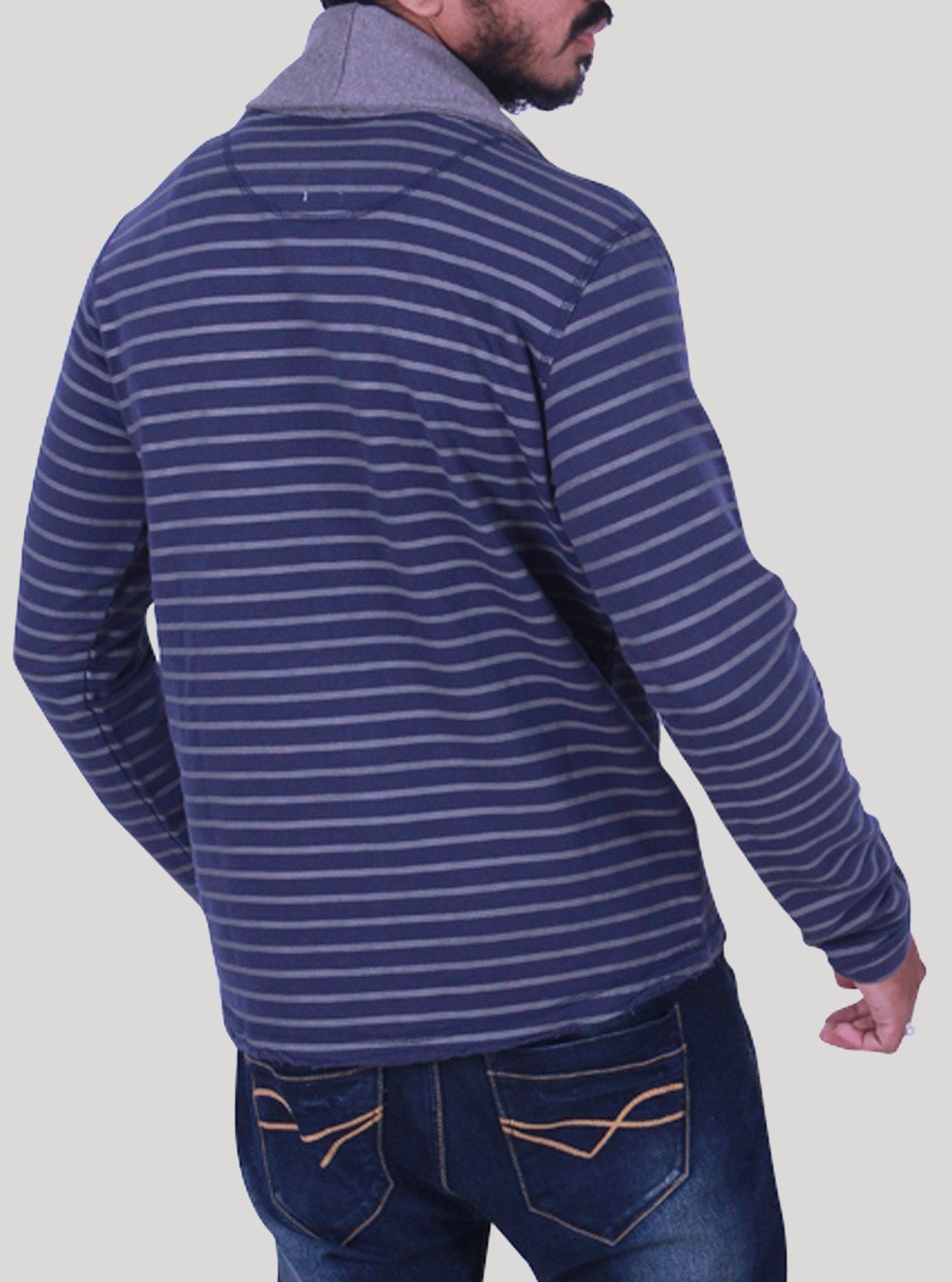 Navy Striped Shawl Collar Cardigan for Men – Stylish Knitwear by Boer and Fitch - Boer and Fitch