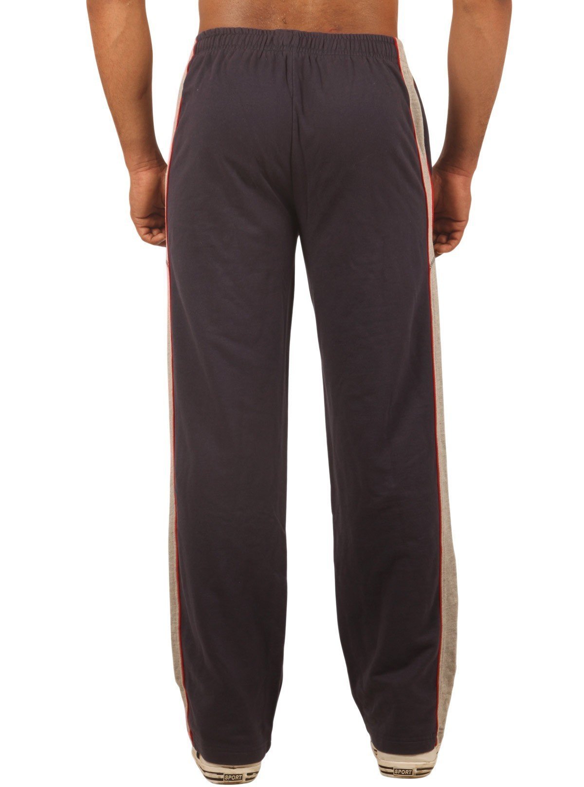 Navy Track Pants with Grey Stripes for Men – Comfortable Sportswear by Boer and Fitch - Boer and Fitch