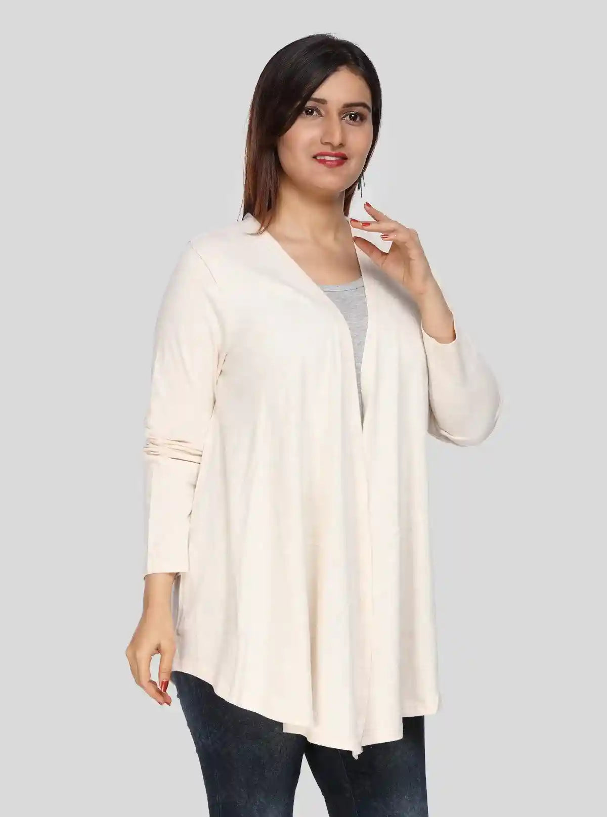 Women's Solid Cream Cotton Melange Shrug – Light Layer for Everyday Style | Buy Online at  Boer and Fitch