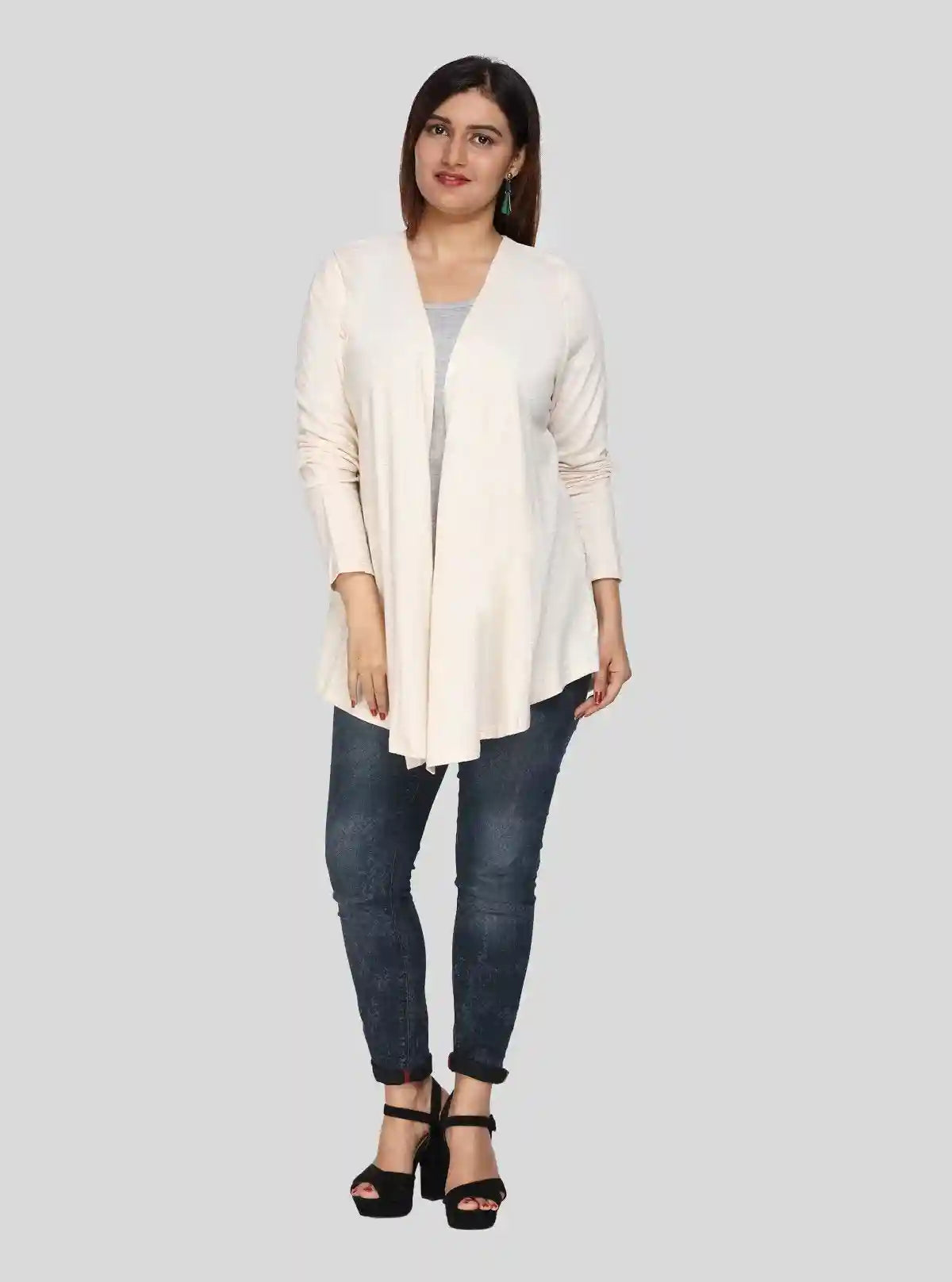 Women's Solid Cream Cotton Melange Shrug – Light Layer for Everyday Style | Buy Online at  Boer and Fitch