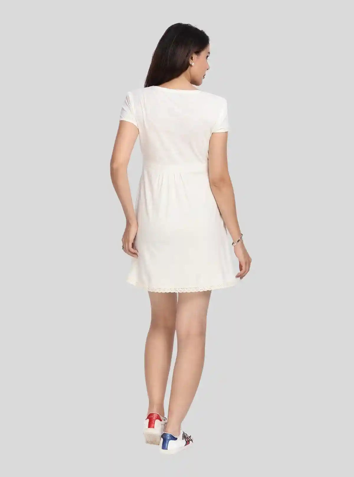 Women's Ecru Solid Dress in 100% Cotton Feather Touch Fabric | Buy Online at  Boer and Fitch