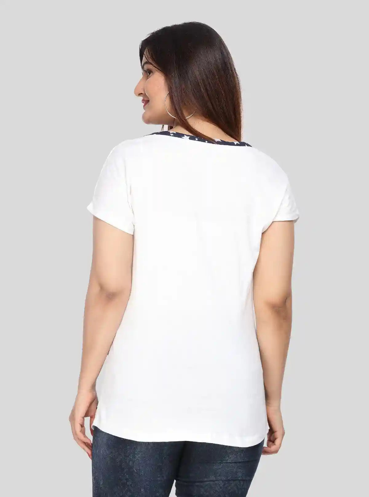 Women's White Star Print Short Sleeve Cotton Jersey Knit Top | Boer & Fitch | Buy Online at  Boer and Fitch