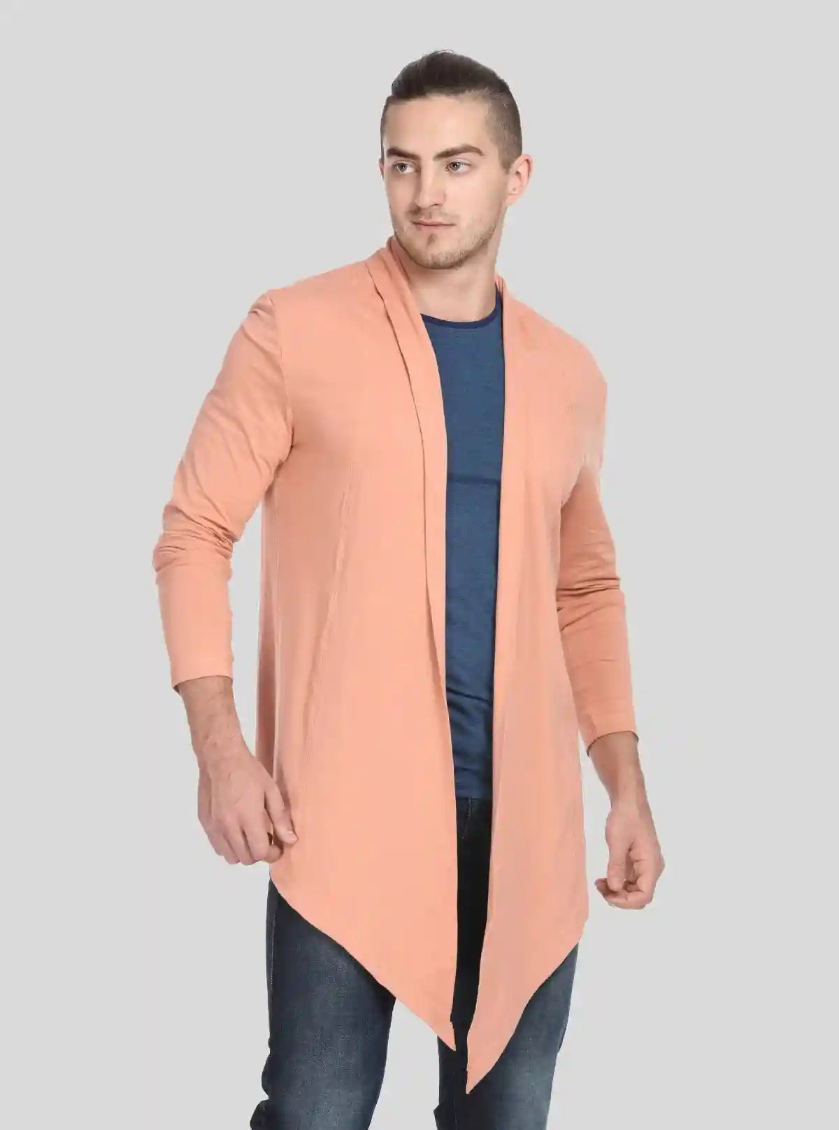 Men’s Classic Peach Long Line Cardigan – Modern Drape with Timeless Appeal | Buy Online at  Boer and Fitch