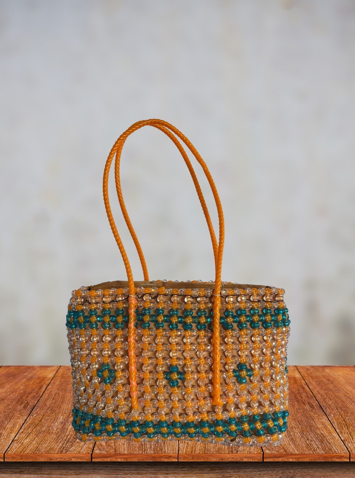 Orange Handmade Beaded Tote Bag with Zip – Stylish Everyday Fashion - Boer and Fitch