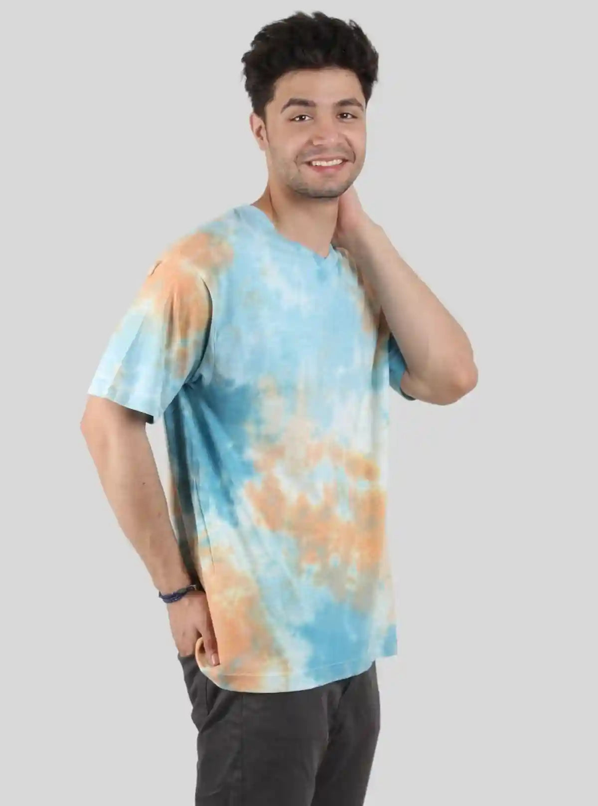 Men’s Blue and Saffron Tie and Dye T-Shirt – Bold, Vibrant Streetwear | Buy Online at  Boer and Fitch