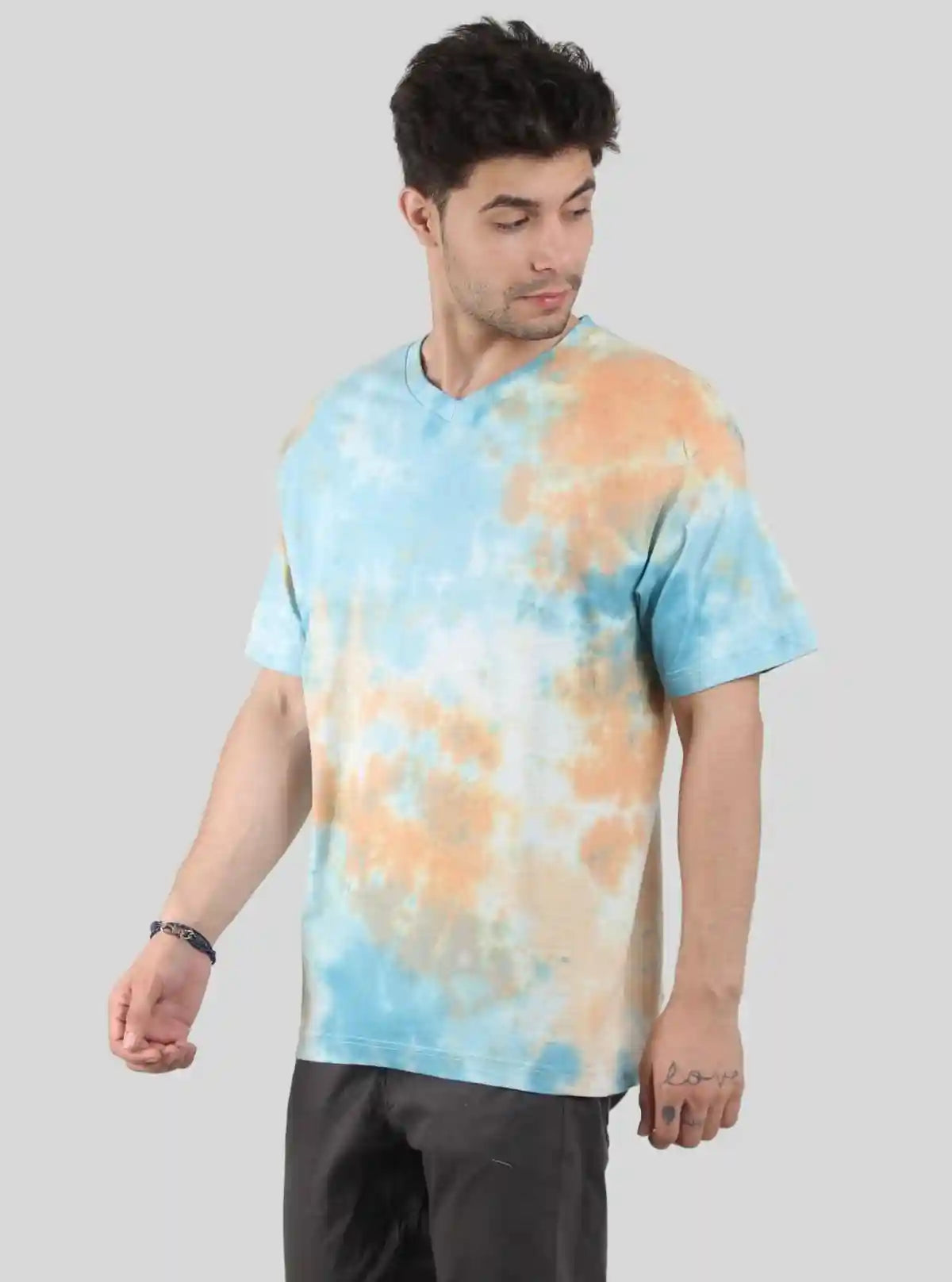 Men’s Blue and Saffron Tie and Dye T-Shirt – Bold, Vibrant Streetwear | Buy Online at  Boer and Fitch
