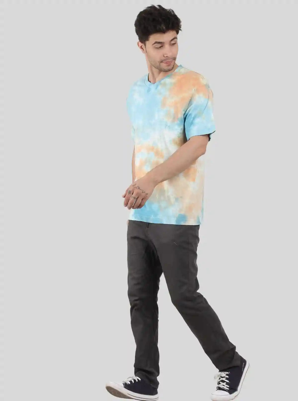 Men’s Blue and Saffron Tie and Dye T-Shirt – Bold, Vibrant Streetwear | Buy Online at  Boer and Fitch