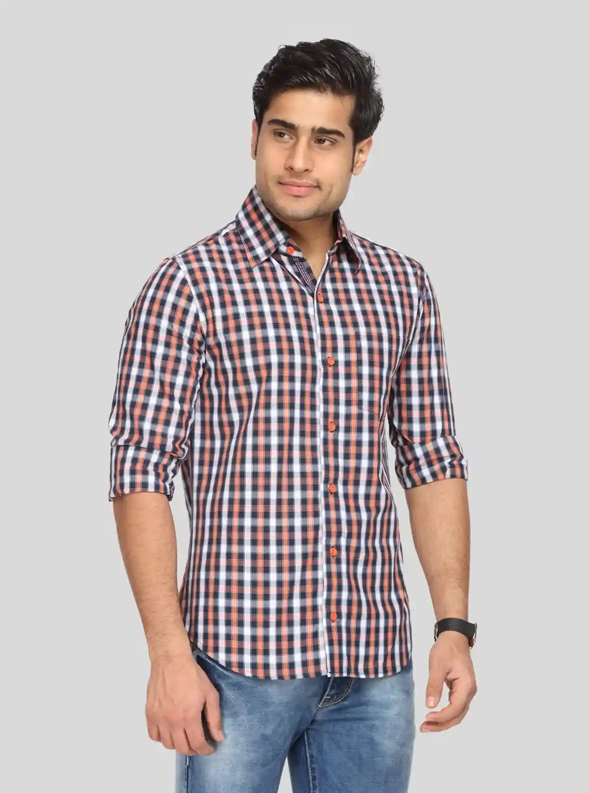 Men’s Orange and Black Checked Shirt – Bold Casual Style for Men | Buy Online at  Boer and Fitch