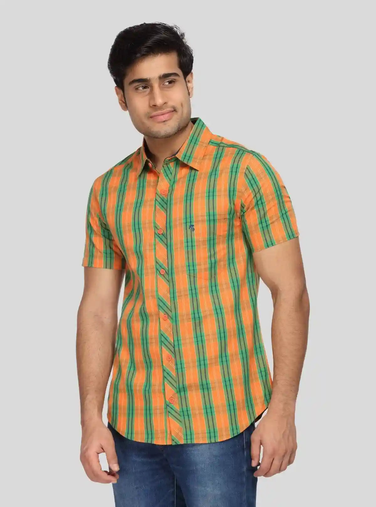 Men’s Orange Checked Shirt – Vibrant Casualwear for Modern Men by Boer & Fitch | Buy Online at  Boer and Fitch