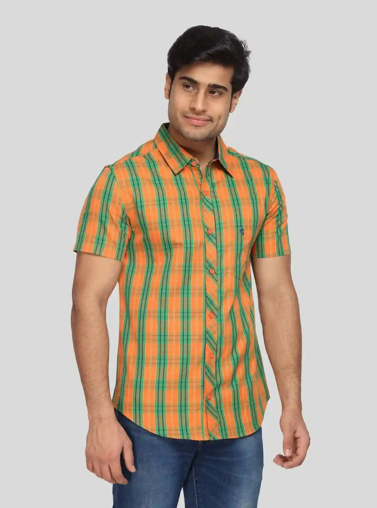 Men’s Orange Checked Shirt – Vibrant Casualwear for Modern Men by Boer & Fitch | Buy Online at  Boer and Fitch