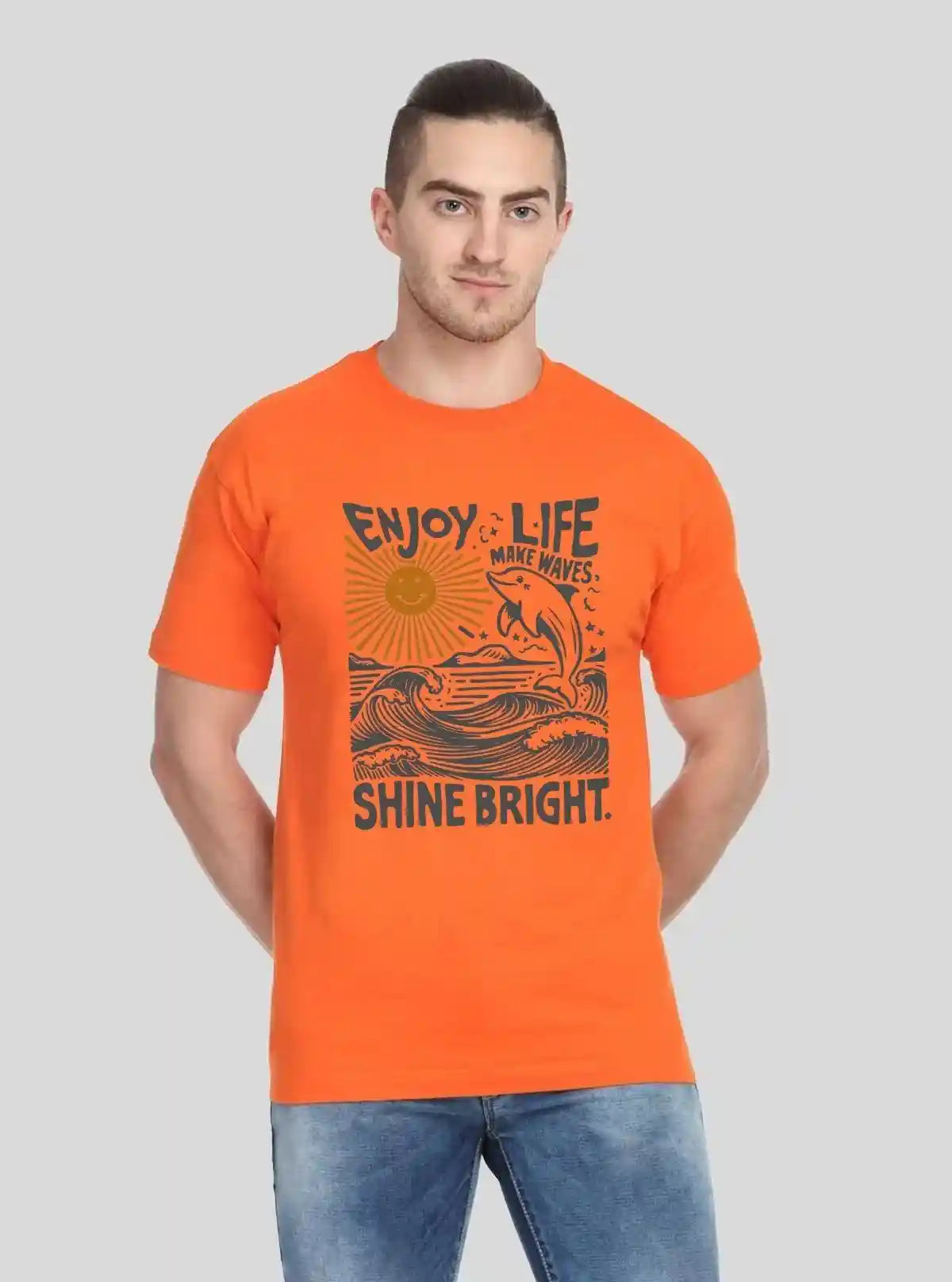 Men’s Orange Shine Bright Printed T-Shirt | Buy Online at  Boer and Fitch