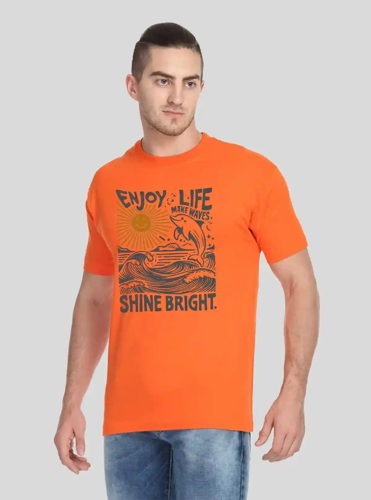 Men’s Orange Shine Bright Printed T-Shirt | Buy Online at  Boer and Fitch