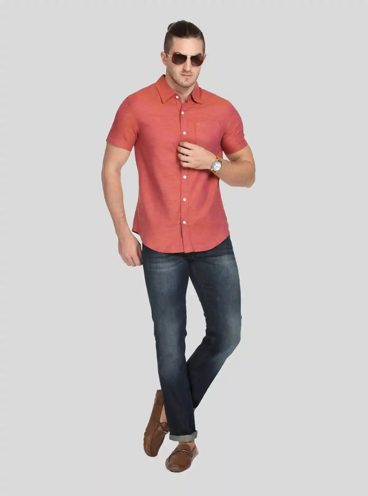 Men’s Orange Solid Slim Fit Shirt – Bold Statement Style by Boer & Fitch | Buy Online at  Boer and Fitch
