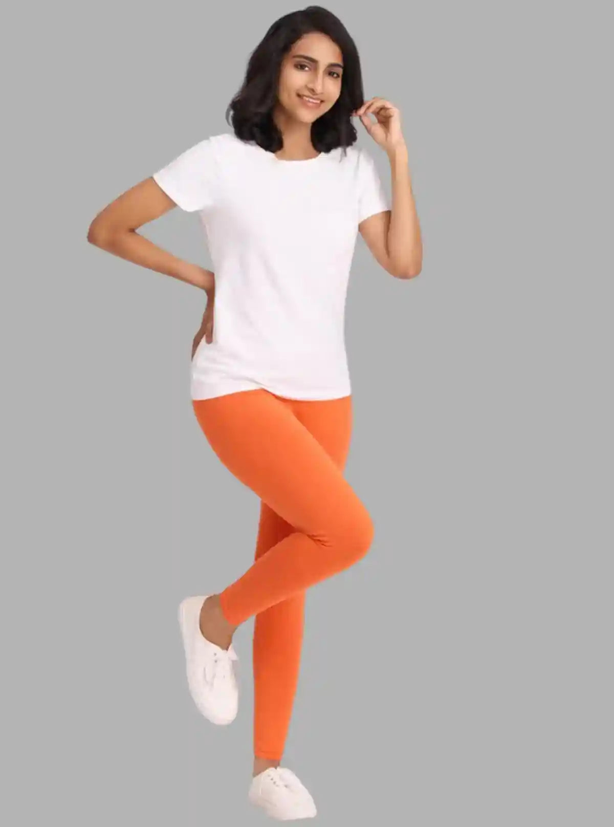 Women's Orange Ankle Legging – Soft Cotton Elastane Jersey by Boer & Fitch | Buy Online at  Boer and Fitch