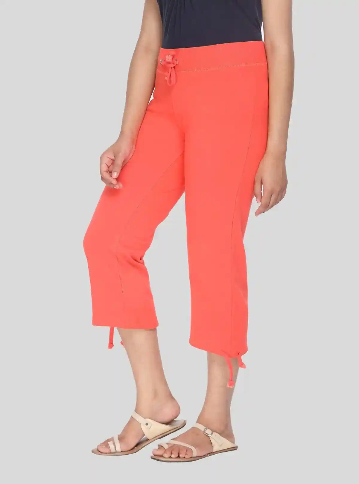 Women’s Orange Relaxed Fit Cotton Jersey Capri – Soft, Stylish & Breezy | Buy Online at  Boer and Fitch