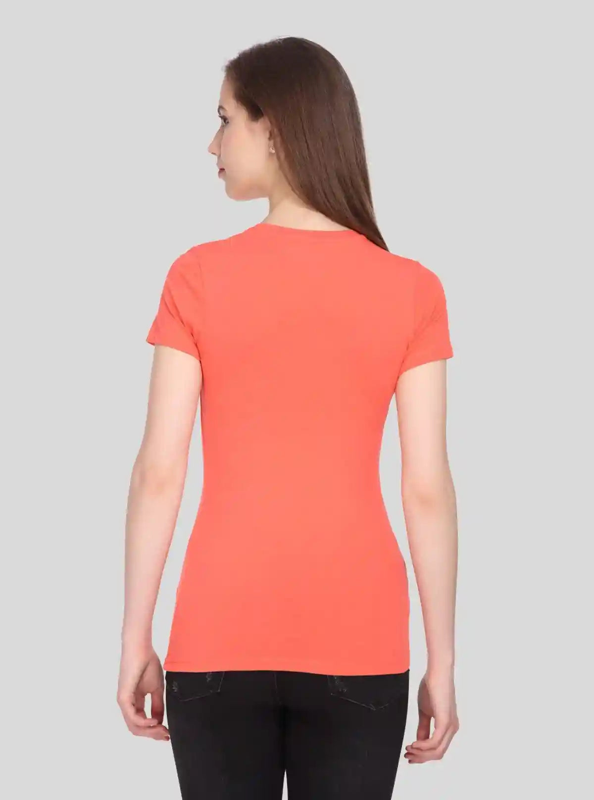 Women’s Solid Orange V-Neck T-Shirt – Casual Cotton Tee | Boer & Fitch | Buy Online at  Boer and Fitch
