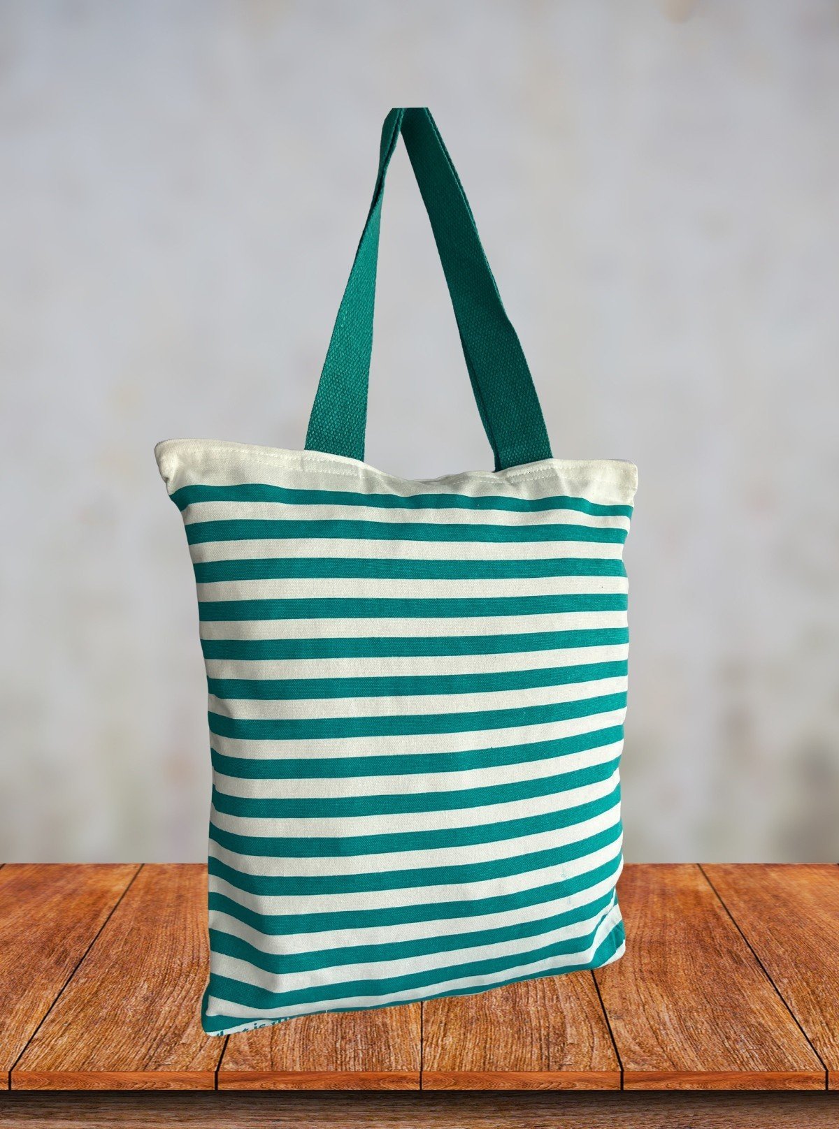 Pastel Green & White Striped Cotton Tote Bag – Chic Everyday Carry - Boer and Fitch