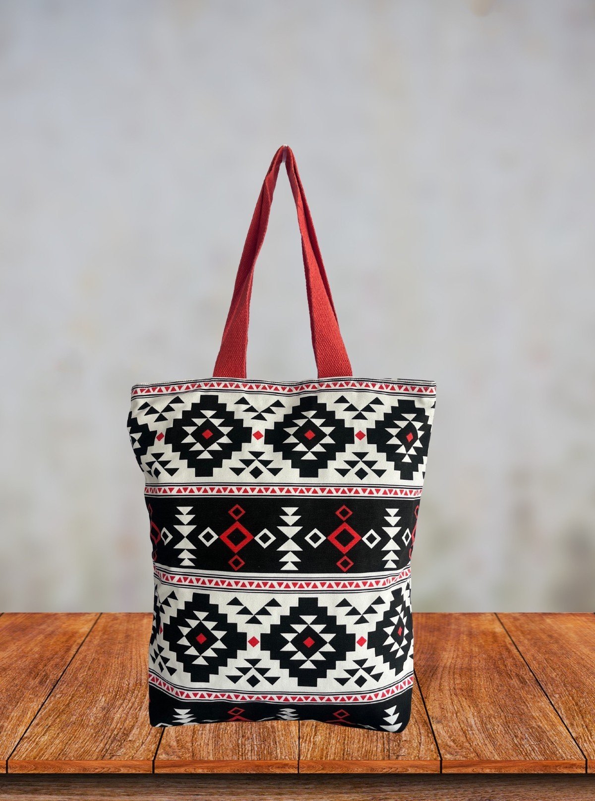 Patterned Triangle Graphic Canvas Bag – Bold Geometric Tote by Boer & Fitch - Boer and Fitch