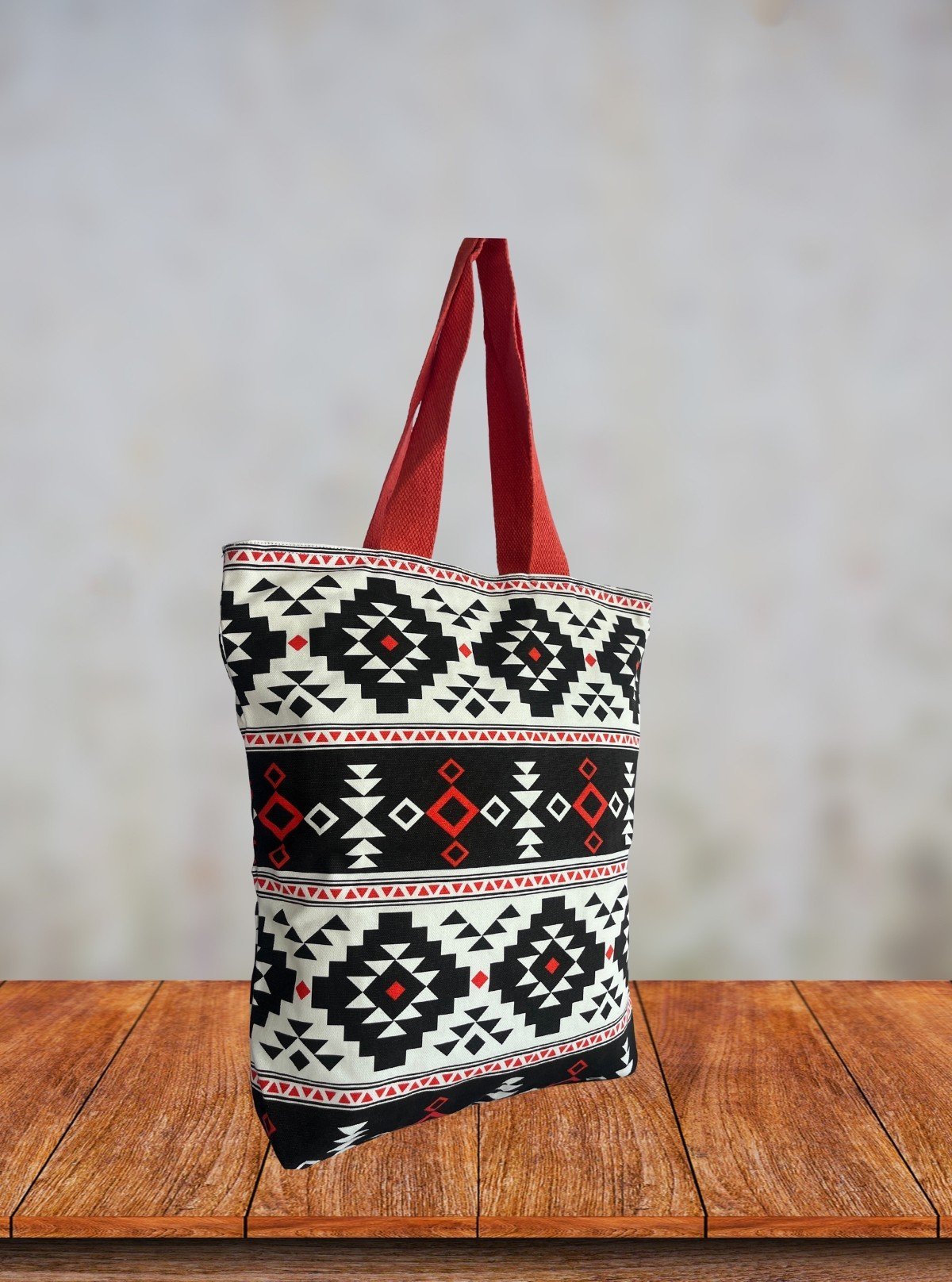 Patterned Triangle Graphic Canvas Bag – Bold Geometric Tote by Boer & Fitch - Boer and Fitch
