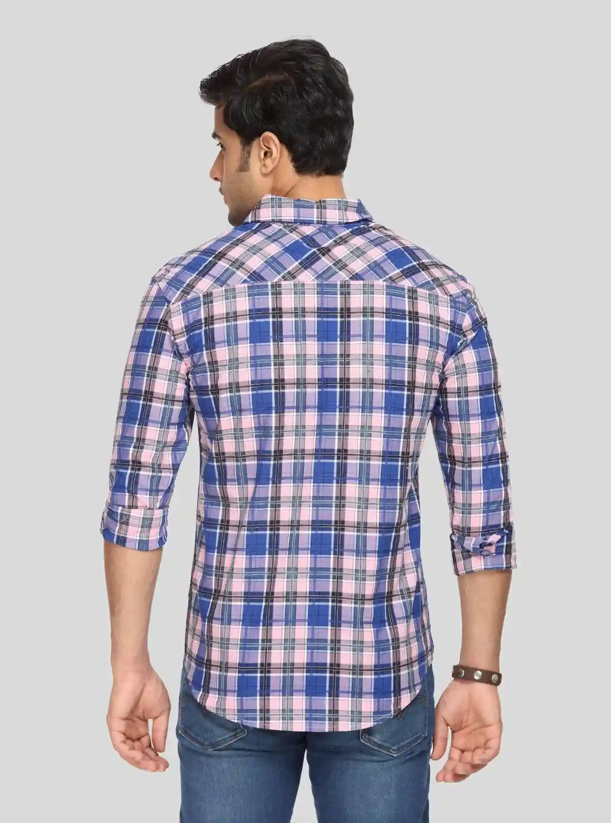 Men’s Pink and Blue Checked Slim Fit Full Sleeve Shirt – Stylish Everyday Essential by Boer & Fitch | Buy Online at  Boer and Fitch