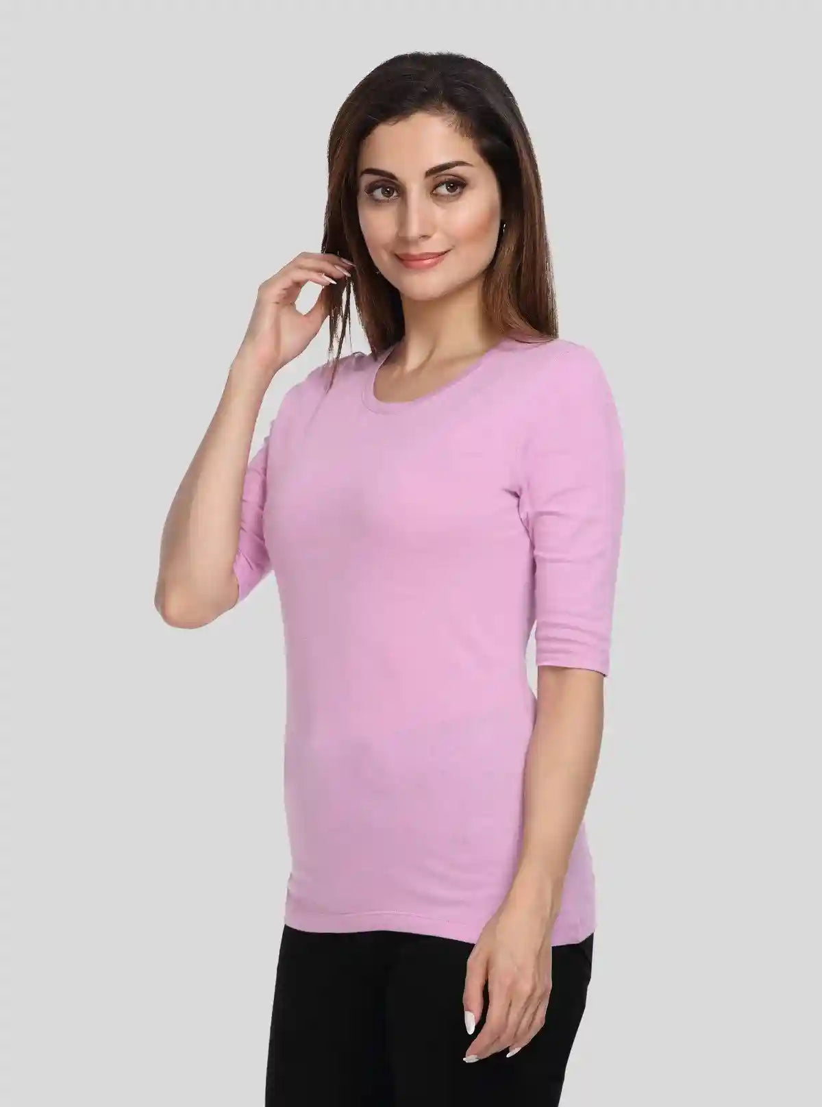Women's Lilac Crew Neck Cotton Jersey Half Sleeve T-Shirt by Boer and Fitch | Buy Online at  Boer and Fitch