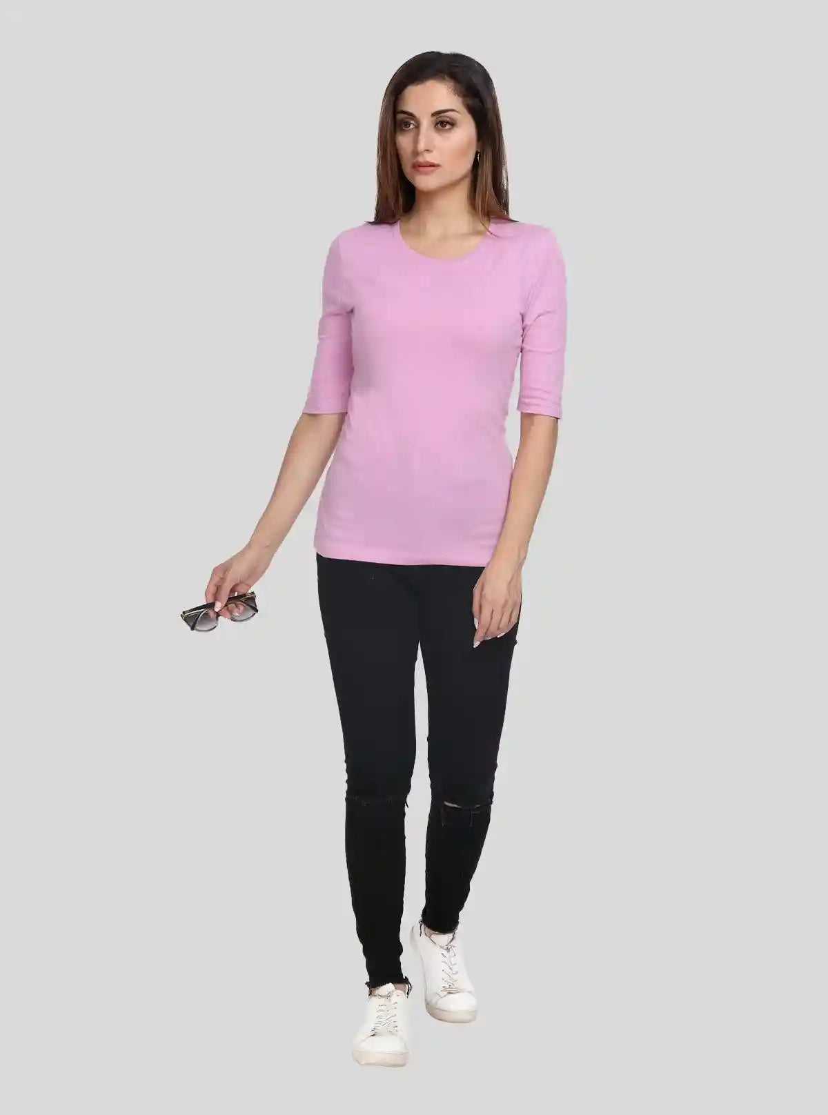 Women's Lilac Crew Neck Cotton Jersey Half Sleeve T-Shirt by Boer and Fitch | Buy Online at  Boer and Fitch