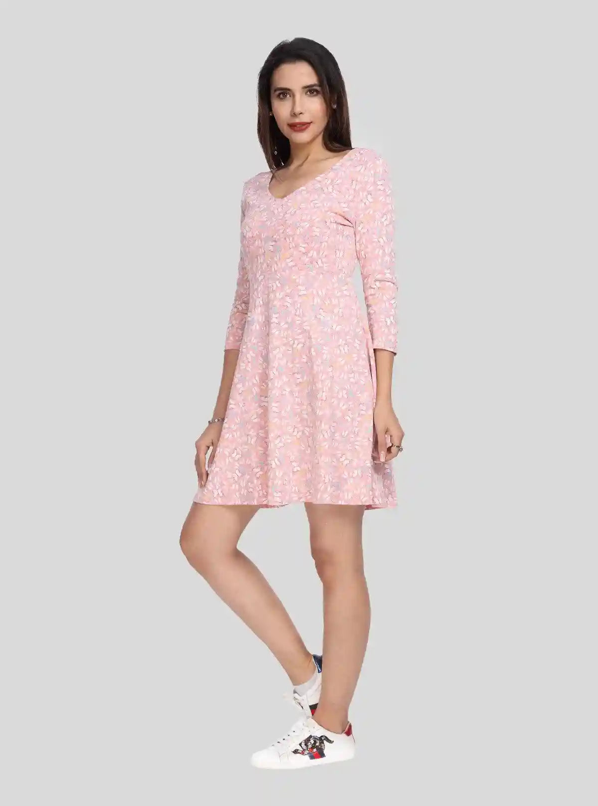Women's Pastel Pink Floral Printed Dress in 100% Cotton Fabric | Buy Online at  Boer and Fitch
