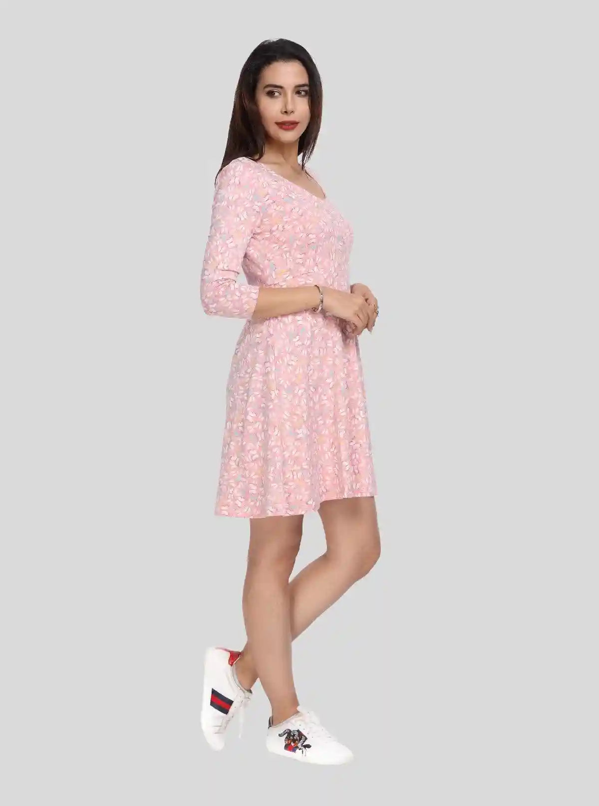 Women's Pastel Pink Floral Printed Dress in 100% Cotton Fabric | Buy Online at  Boer and Fitch