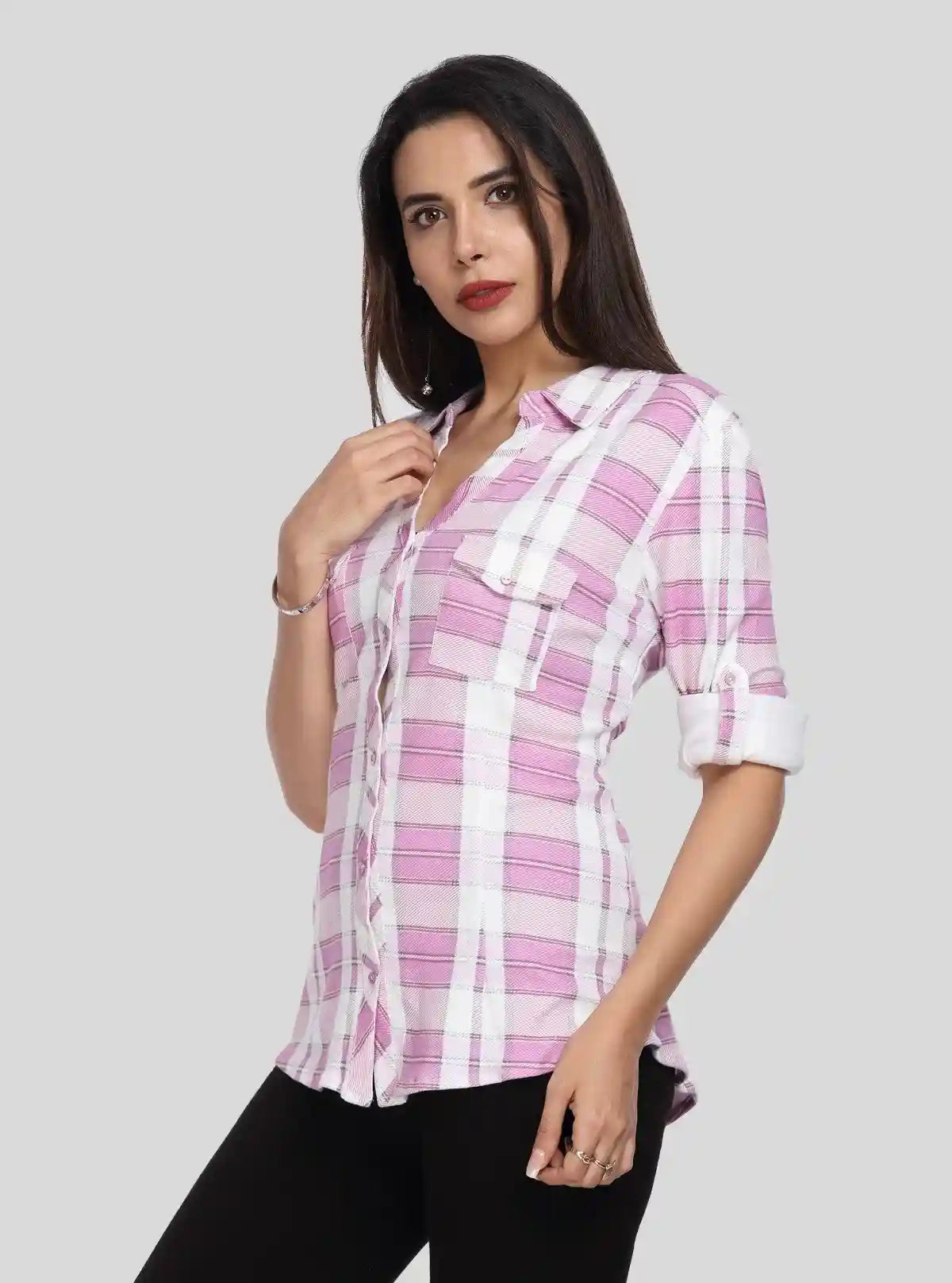 Women's Pink Checkered Cotton Long Sleeve Shirt – Boer and Fitch | Buy Online at  Boer and Fitch