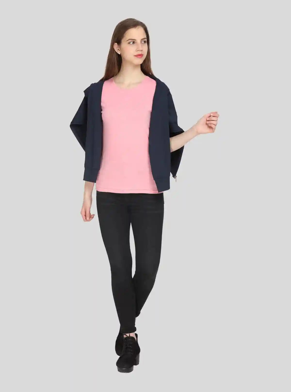 Women's Pink Solid Crew Neck Cotton Slub Jersey Short Sleeve T-Shirt by Boer and Fitch | Buy Online at  Boer and Fitch