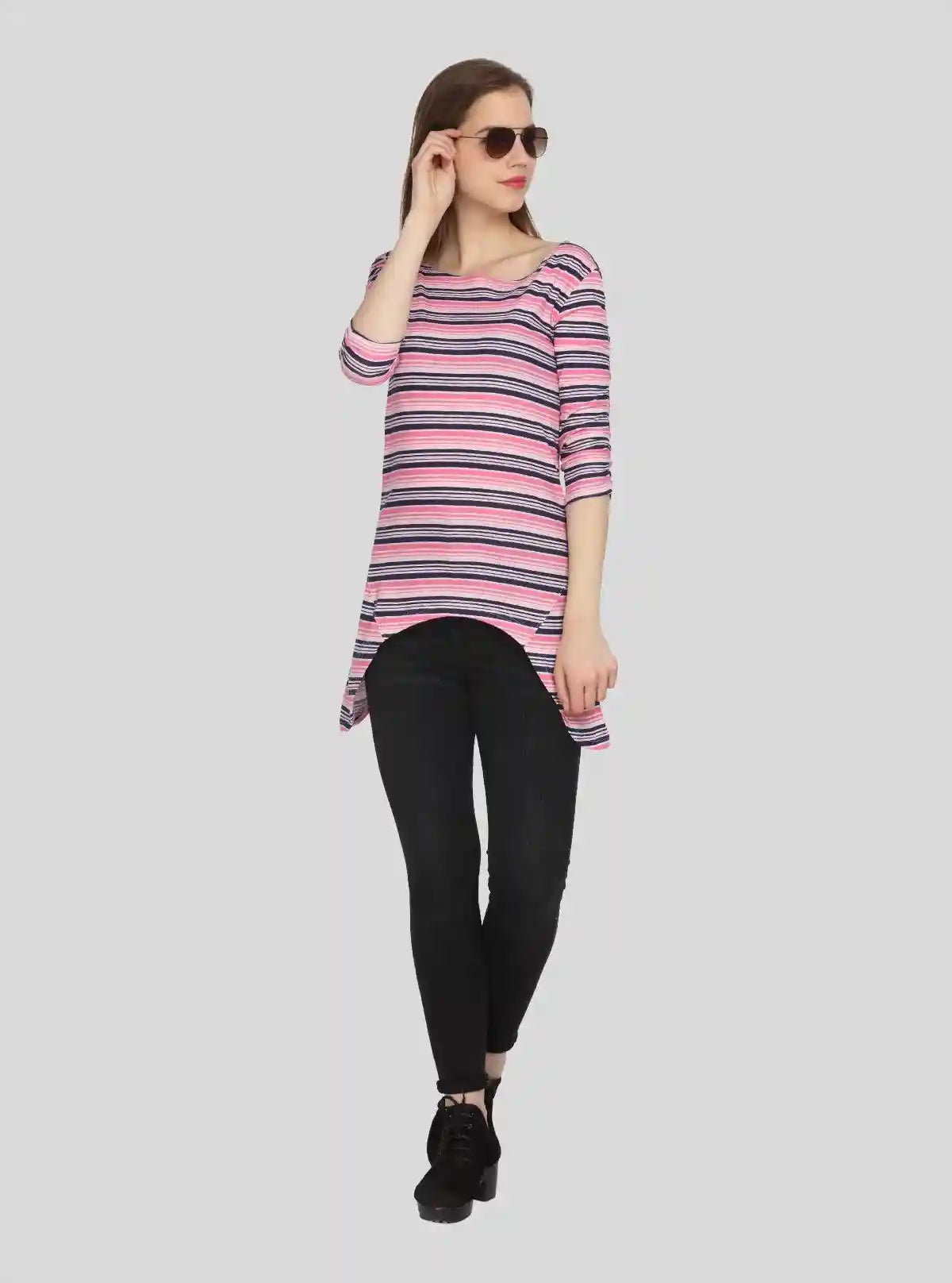 Women's Pink Striped Long Top – Soft, Stylish & Feminine by Boer & Fitch | Buy Online at  Boer and Fitch