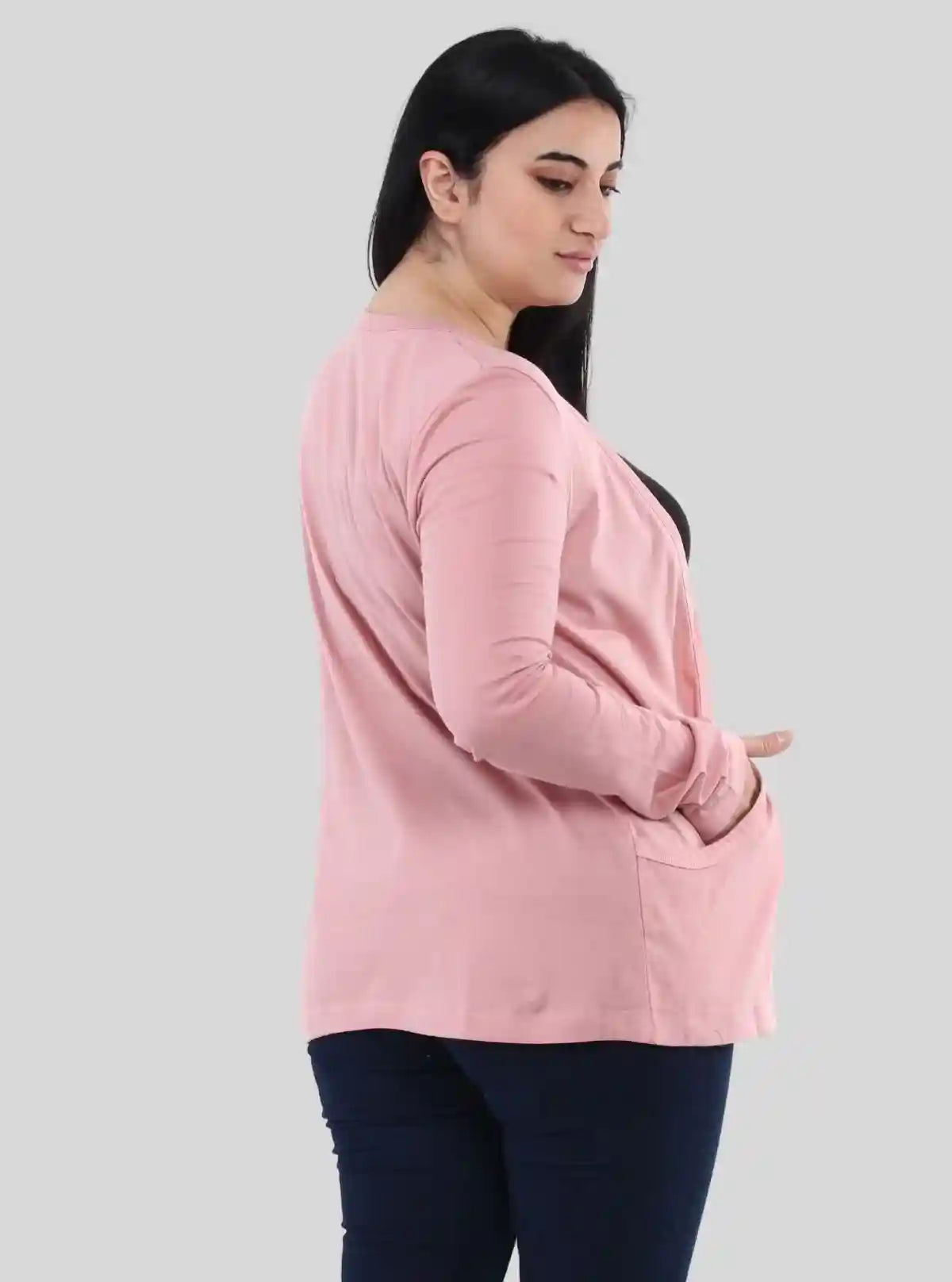 Women's Solid Pink Cotton Slub Shrug – Lightweight Layering Essential | Buy Online at  Boer and Fitch